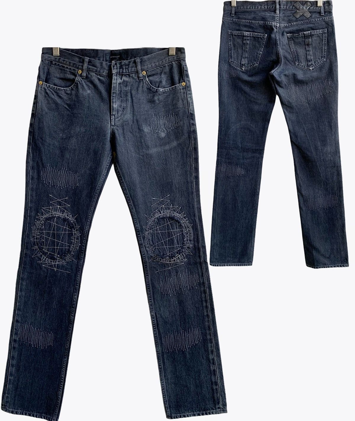 Japanese Brand 🔥Delete Today Japanese Brand Wizard Distressed Patchwork Size US 29 - 1 Thumbnail