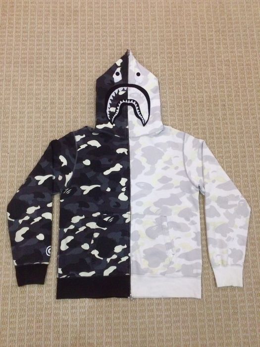 BAPE City Camo Shark Full Zip Hoodie White/Black Men's - US