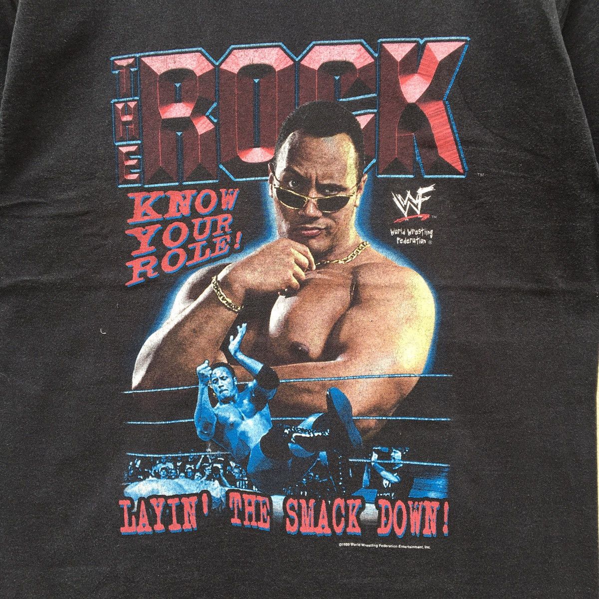 Vintage × WWE × WWF Vintage THE ROCK WWF WRESTLING T-shirt Size US S / EU 44-46 / 1 - 5 Thumbnail