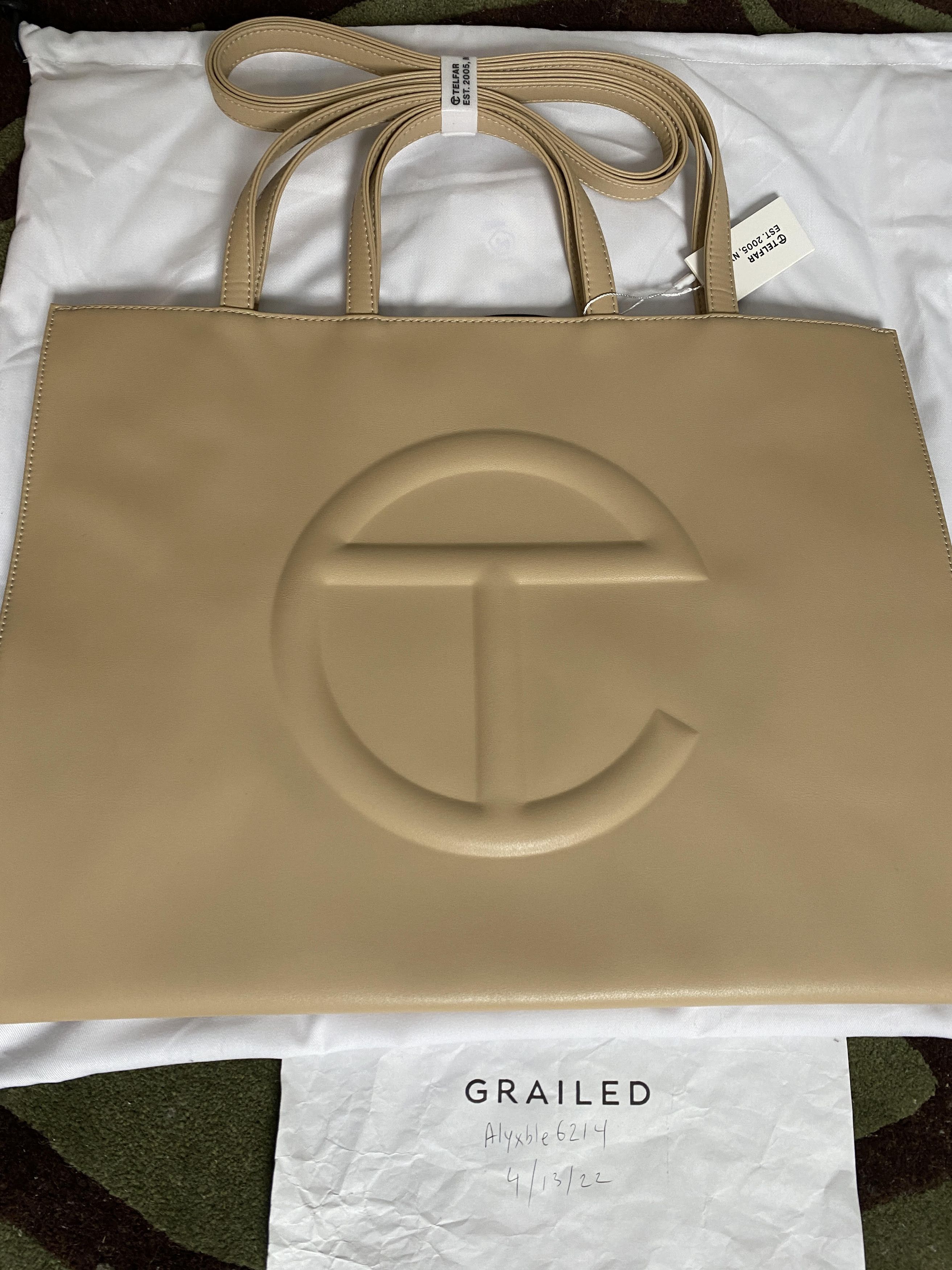 Telfar Cream Large Shopping Bag Tote Vacation in White, Men's