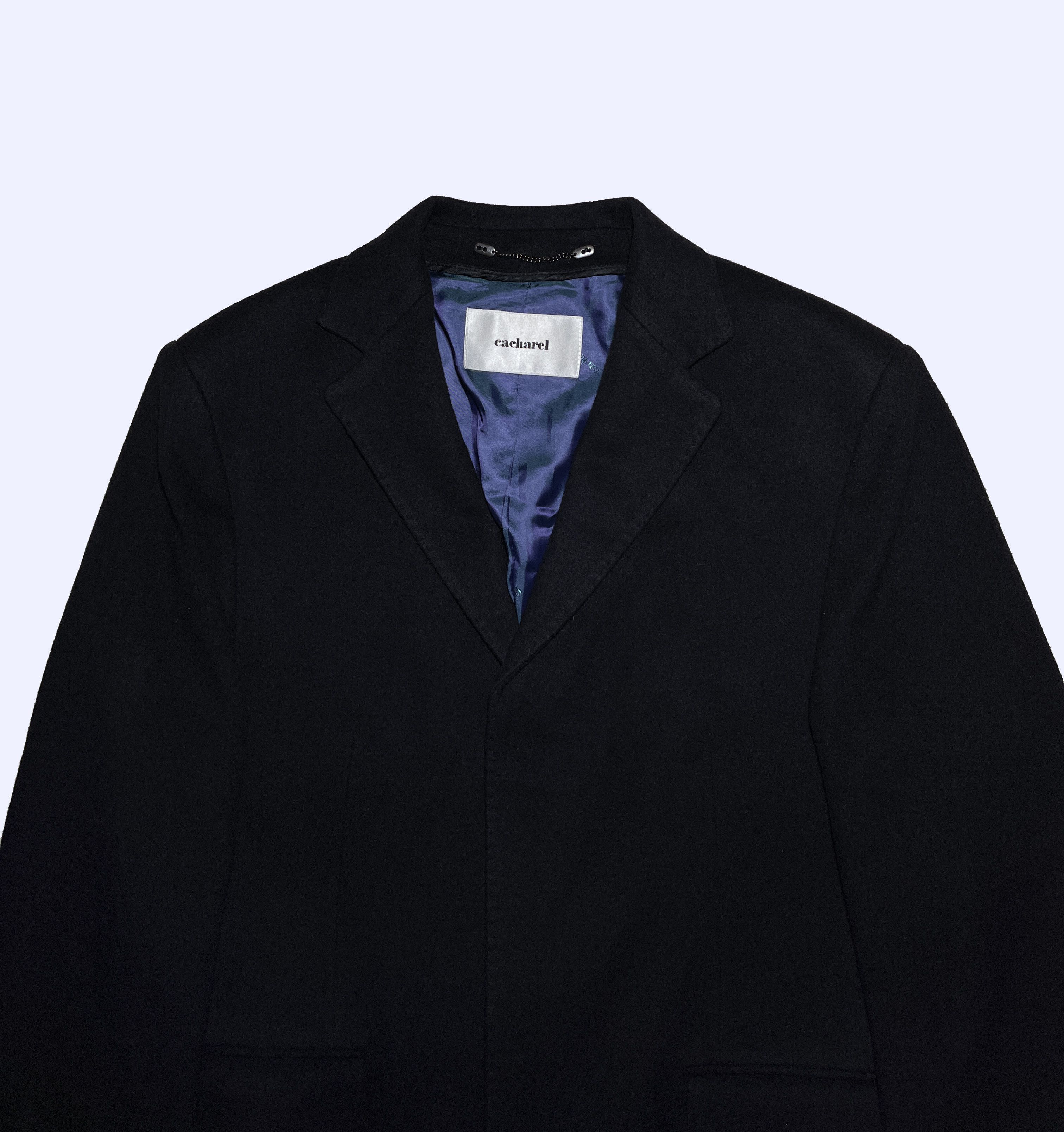 Cacharel CACHAREL Cashmere+Wool Navy Blue Stunning Overcoat Size US L / EU 52-54 / 3 - 3 Thumbnail