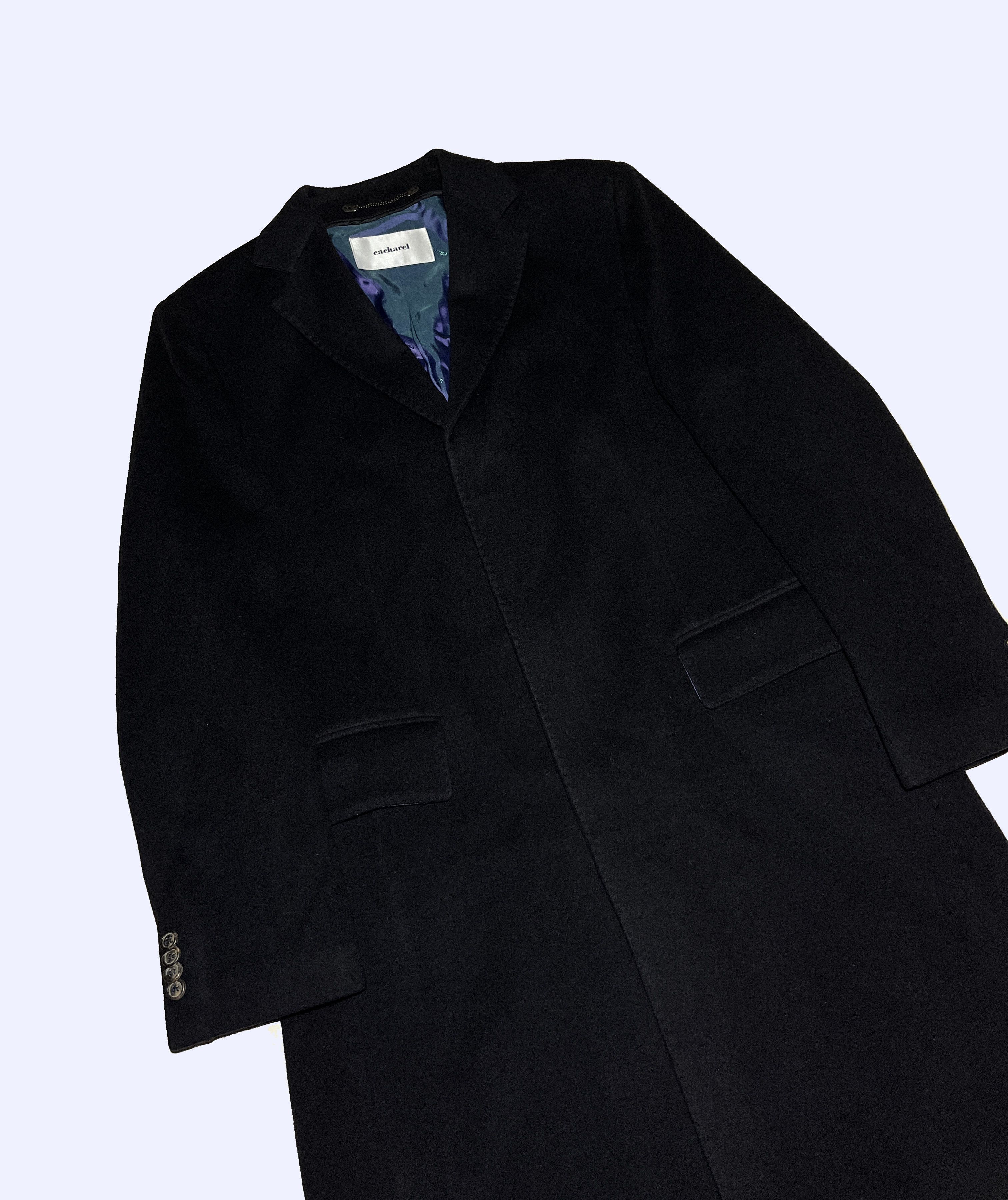 Cacharel CACHAREL Cashmere+Wool Navy Blue Stunning Overcoat Size US L / EU 52-54 / 3 - 7 Thumbnail