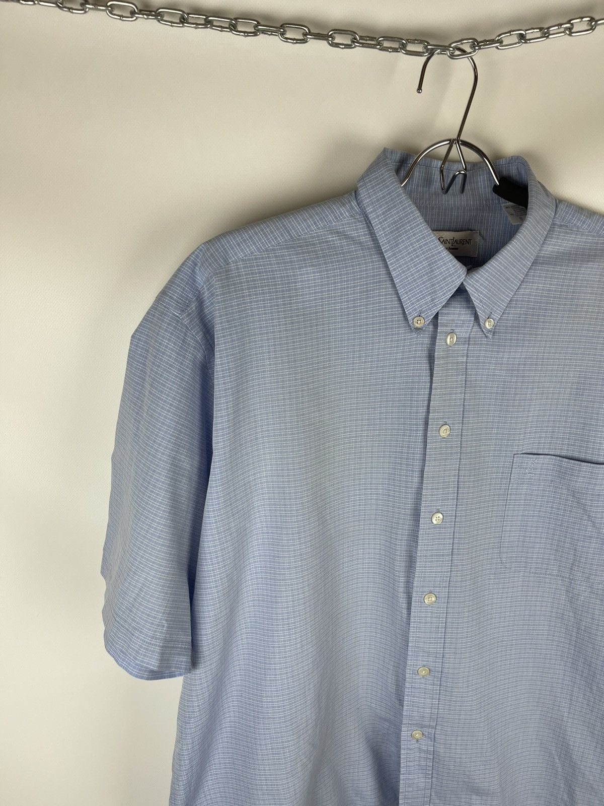Yves Saint Laurent Yves Saint Laurent blue plaid check short sleeve shirt Size US XL / EU 56 / 4 - 3 Thumbnail