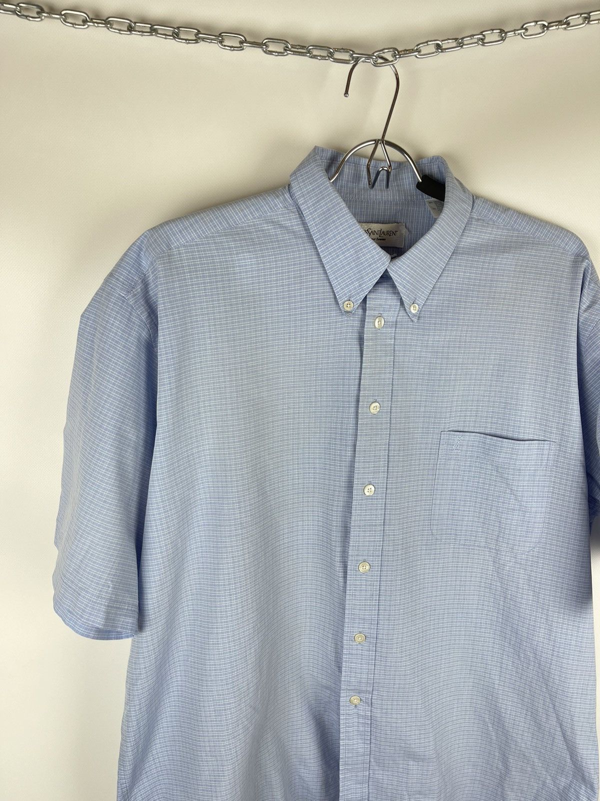 Yves Saint Laurent Yves Saint Laurent blue plaid check short sleeve shirt Size US XL / EU 56 / 4 - 9 Thumbnail