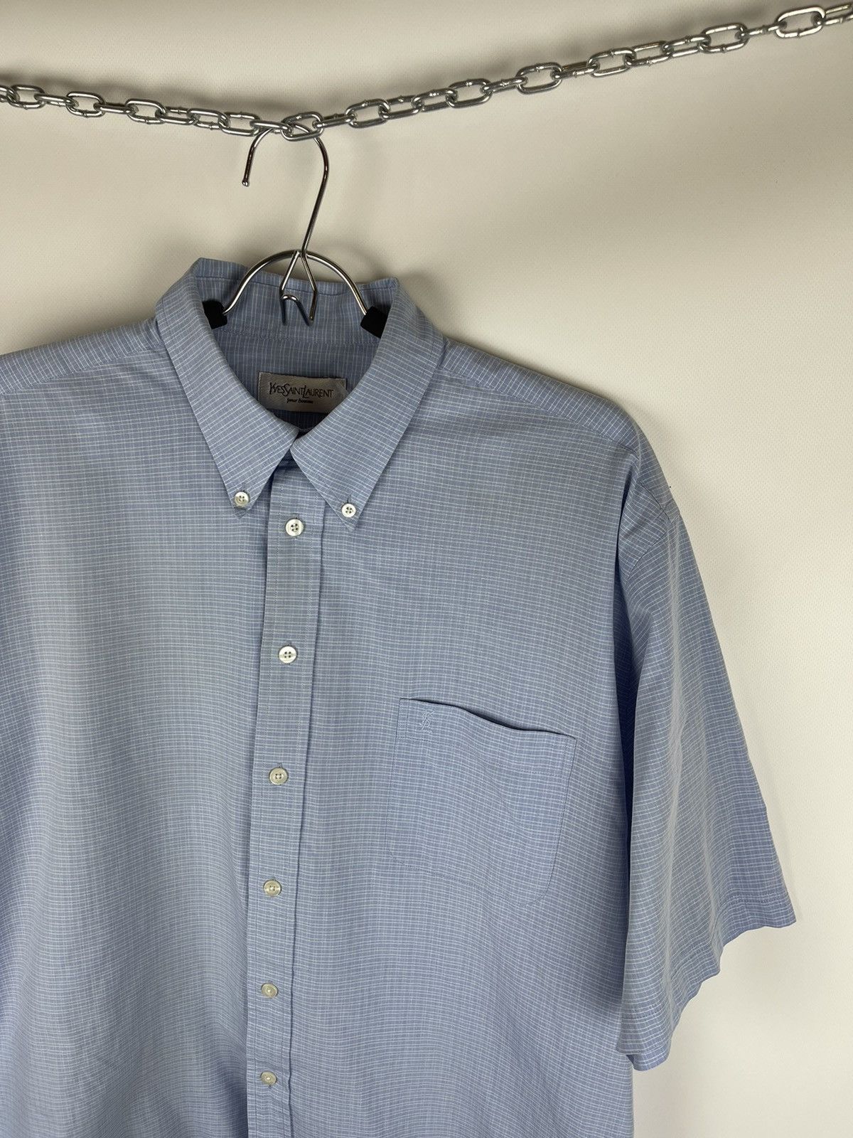 Yves Saint Laurent Yves Saint Laurent blue plaid check short sleeve shirt Size US XL / EU 56 / 4 - 2 Thumbnail