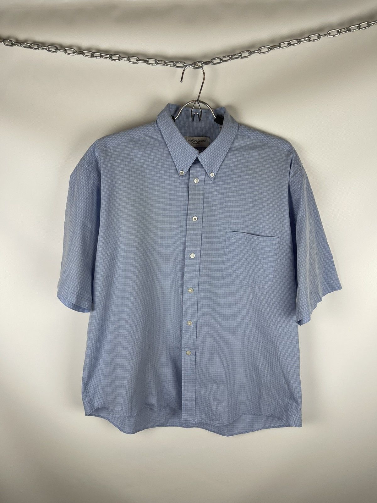 Yves Saint Laurent Yves Saint Laurent blue plaid check short sleeve shirt Size US XL / EU 56 / 4 - 1 Thumbnail