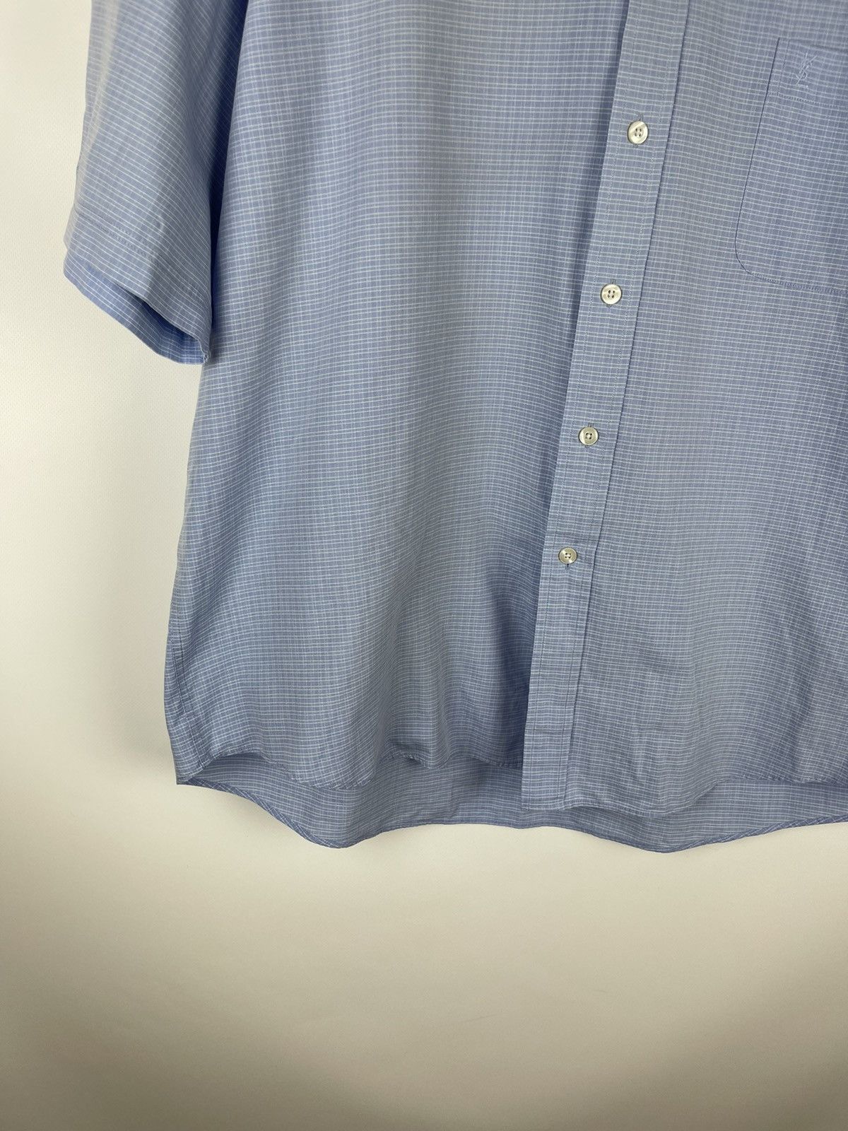 Yves Saint Laurent Yves Saint Laurent blue plaid check short sleeve shirt Size US XL / EU 56 / 4 - 4 Thumbnail