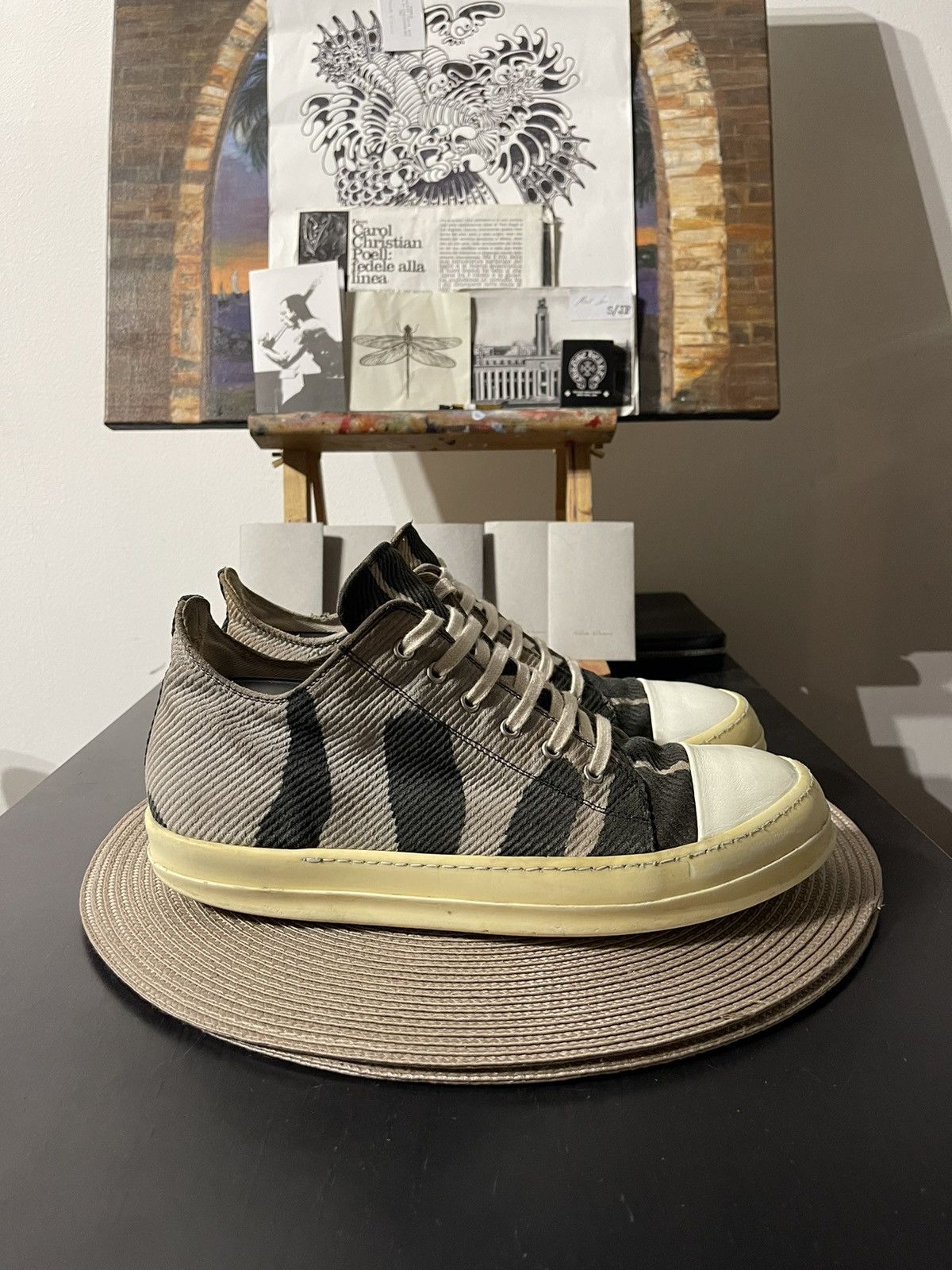靴 drkshdw bleach vomit sneakers rick owens Rick Owens Drkshdw Hi-top Bleach Vomit Sneakers | ModeSens