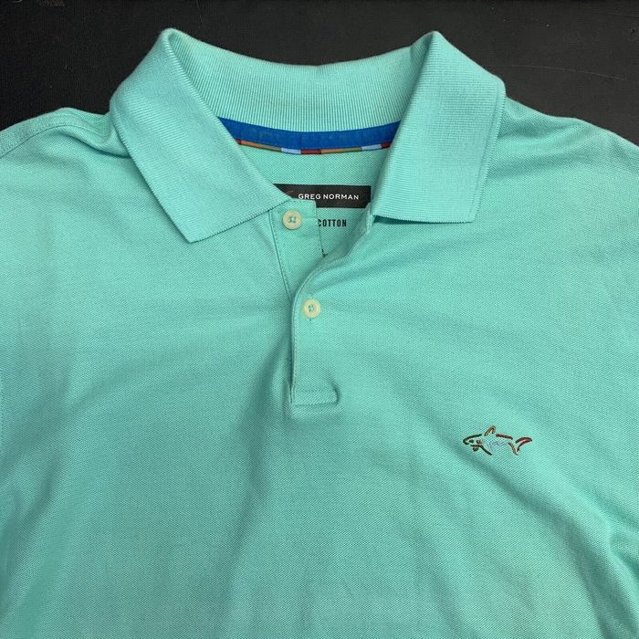 Greg Norman Mens Greg Norman Polo Shirt M Green Pima Cotton Active ...