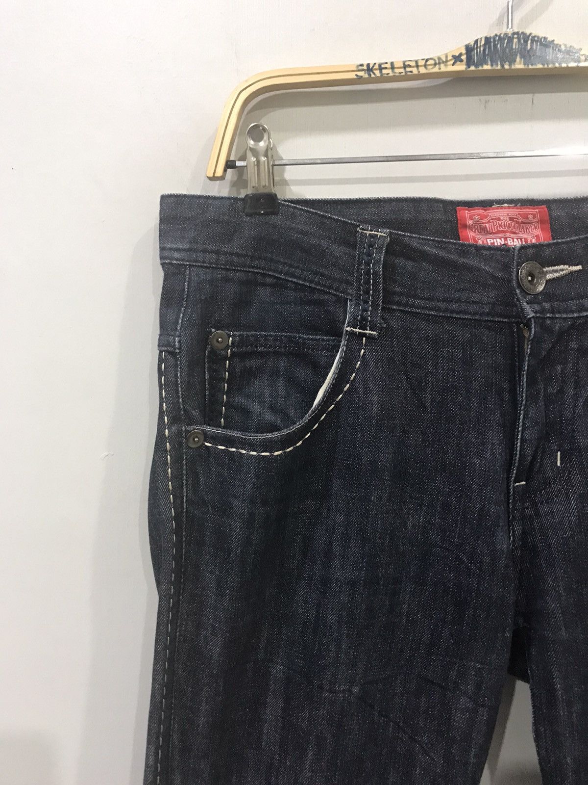 Designer PIN BALL Japan Ultra Rare Raw Stitches Denim Size US 34 / EU 50 - 3 Thumbnail