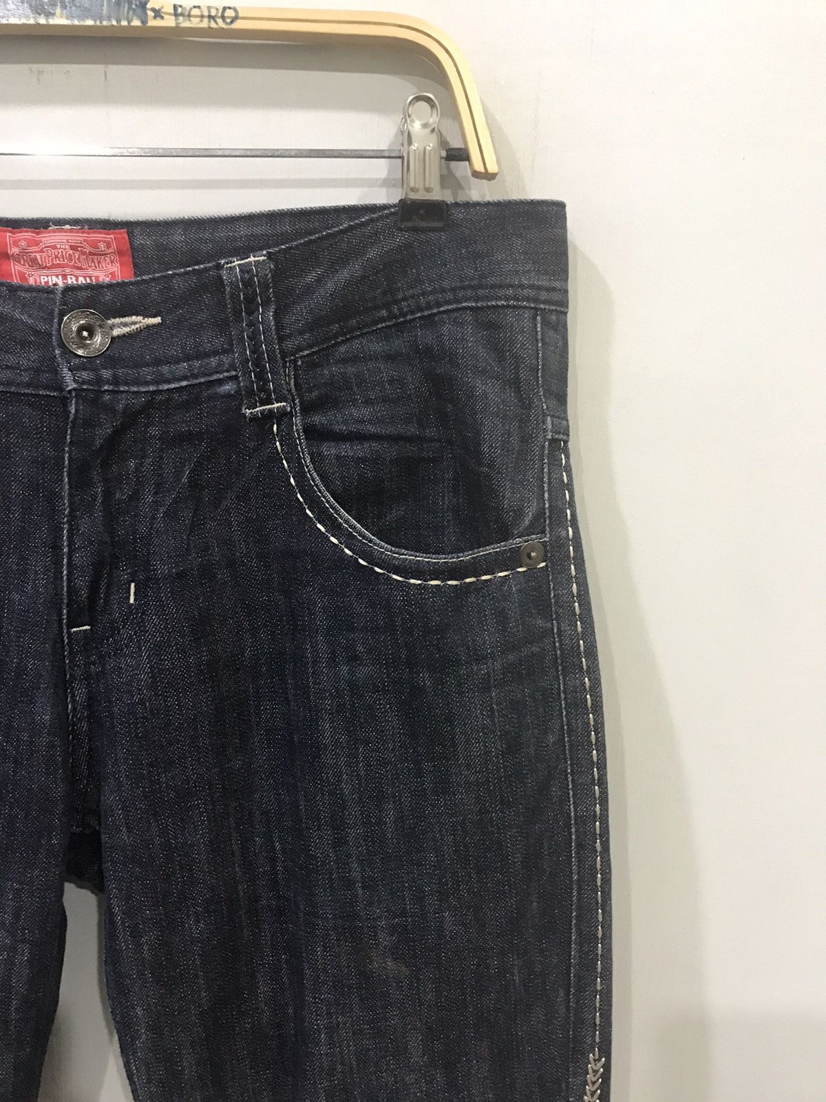 Designer PIN BALL Japan Ultra Rare Raw Stitches Denim Size US 34 / EU 50 - 2 Thumbnail