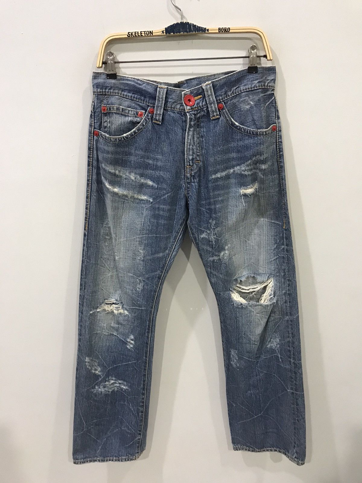 Designer × Japanese Brand CO&LU Japan Distressed SpellOut Denim Size US 32 / EU 48 - 3 Thumbnail