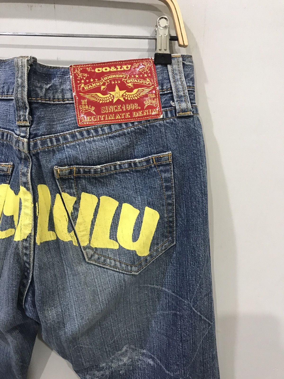 Designer × Japanese Brand CO&LU Japan Distressed SpellOut Denim Size US 32 / EU 48 - 12 Thumbnail
