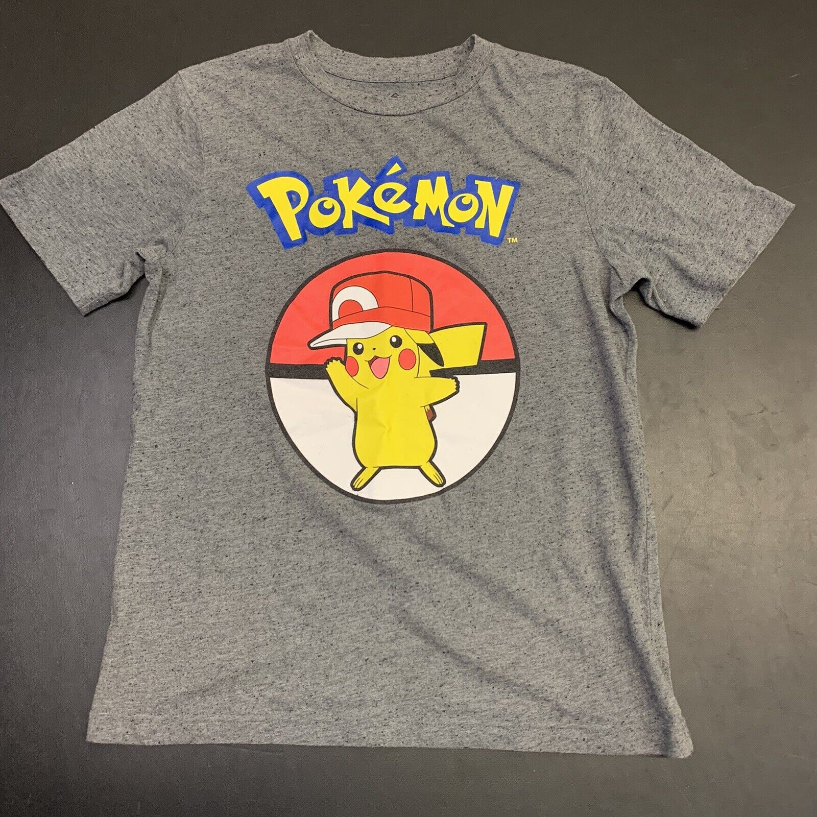 Pokemon Kids Pokémon Shirt L Gray Cartoon Pikachu Movie TV Logo Graphic ...