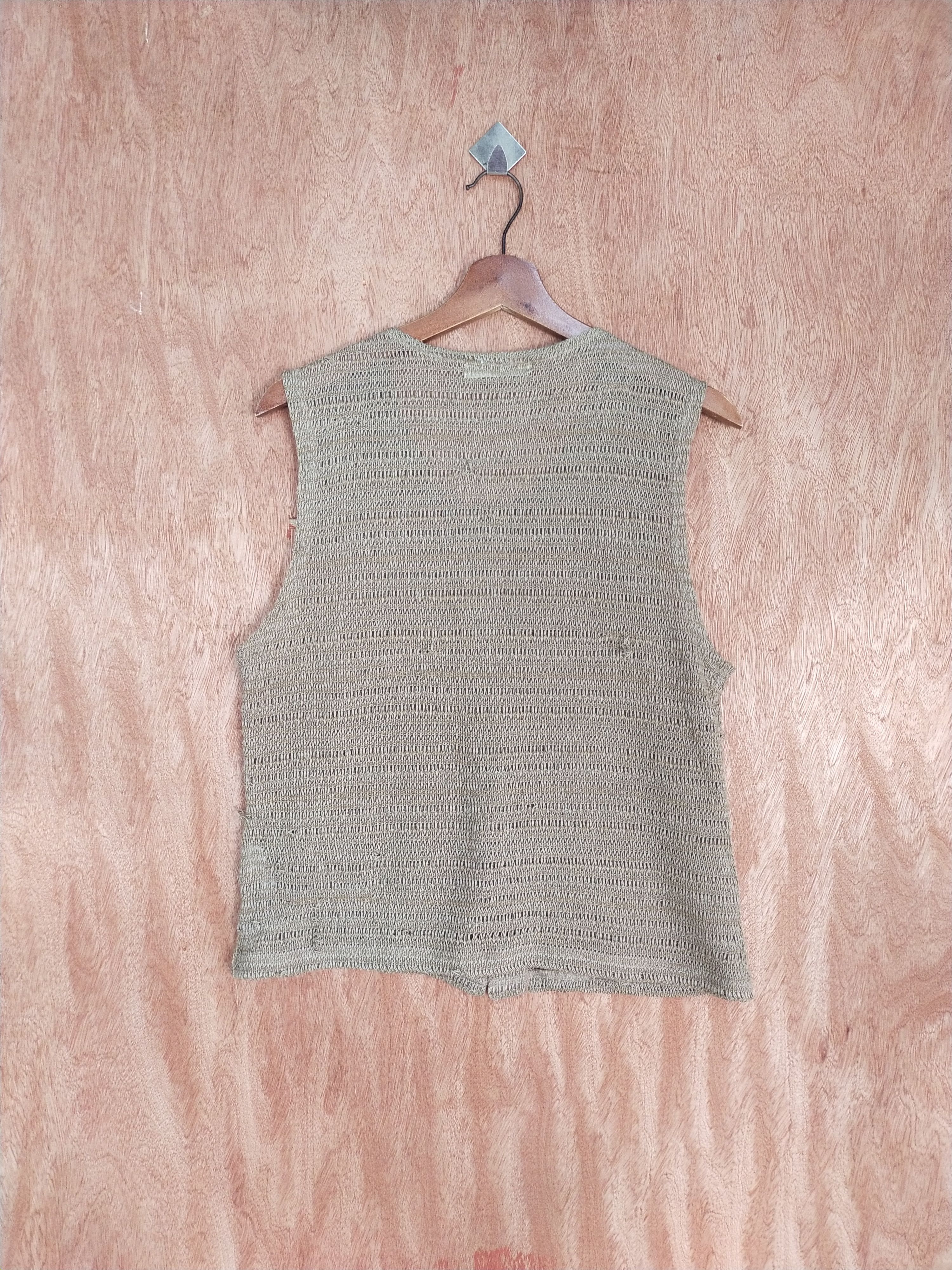 Homespun Knitwear Pure Nature brown crochet vest sleeveless knitwear #H293 Size L / US 10 / IT 46 - 8 Thumbnail