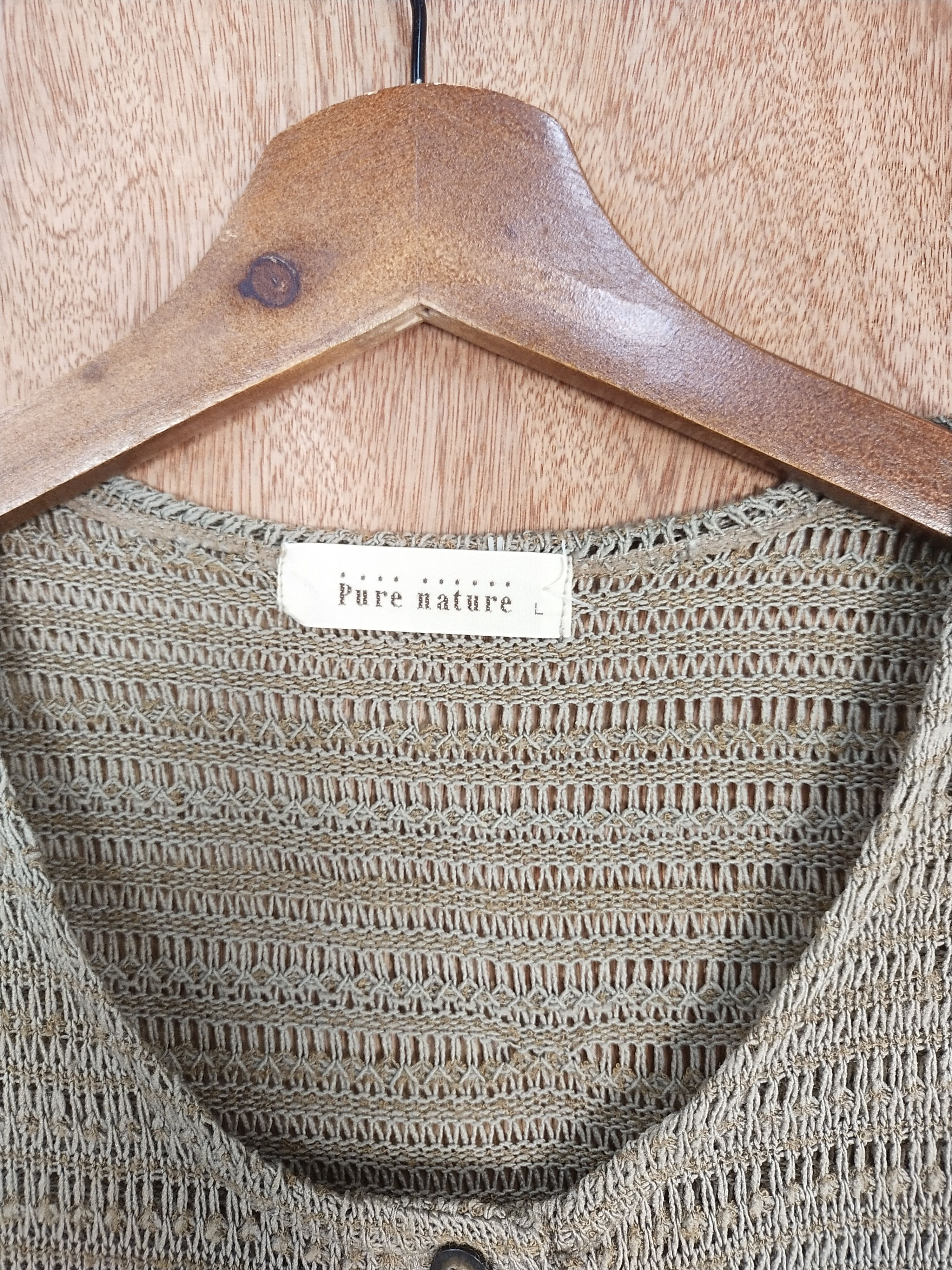 Homespun Knitwear Pure Nature brown crochet vest sleeveless knitwear #H293 Size L / US 10 / IT 46 - 6 Thumbnail