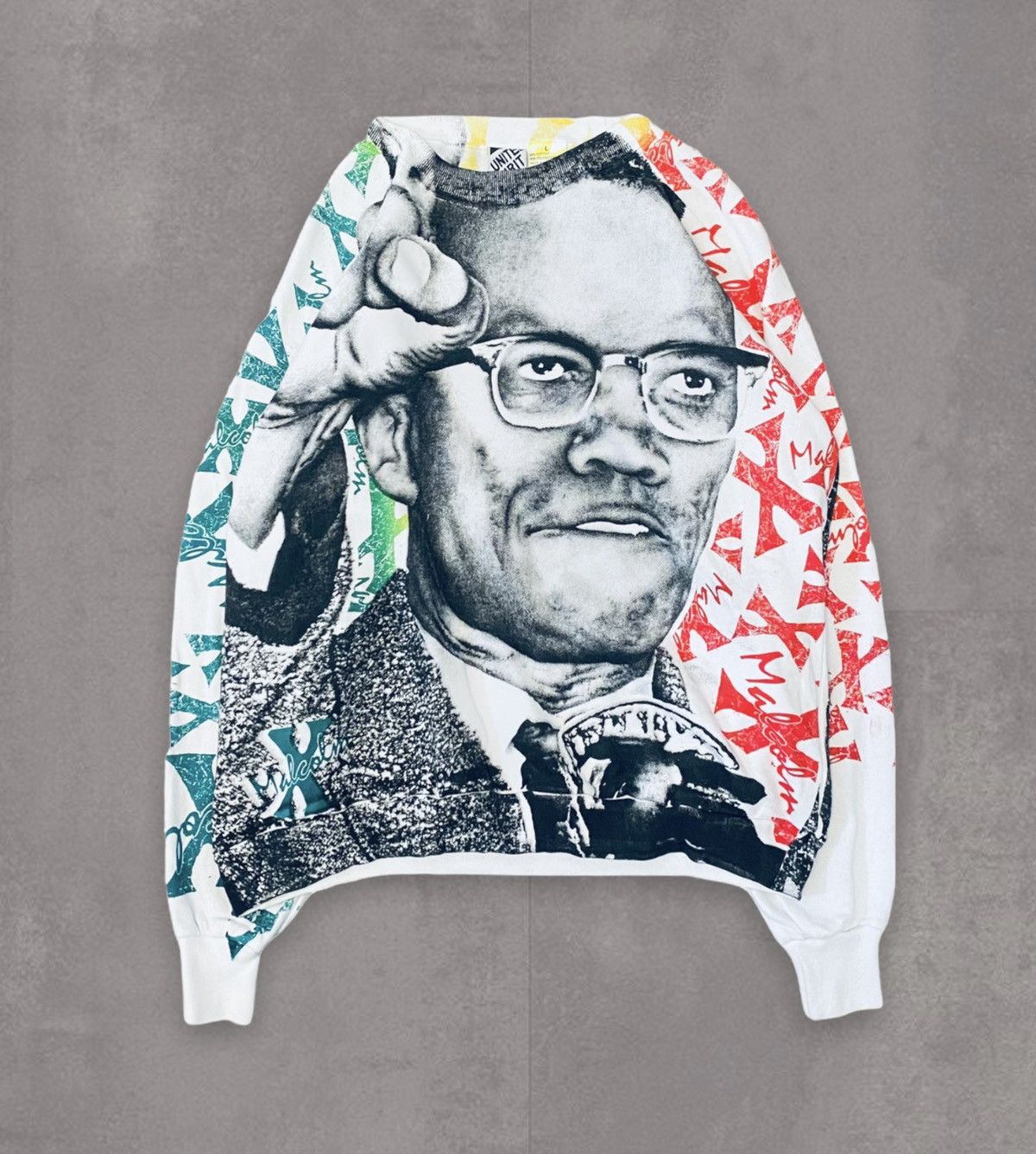 Vintage 1990s Malcolm X All Over Print Crewneck