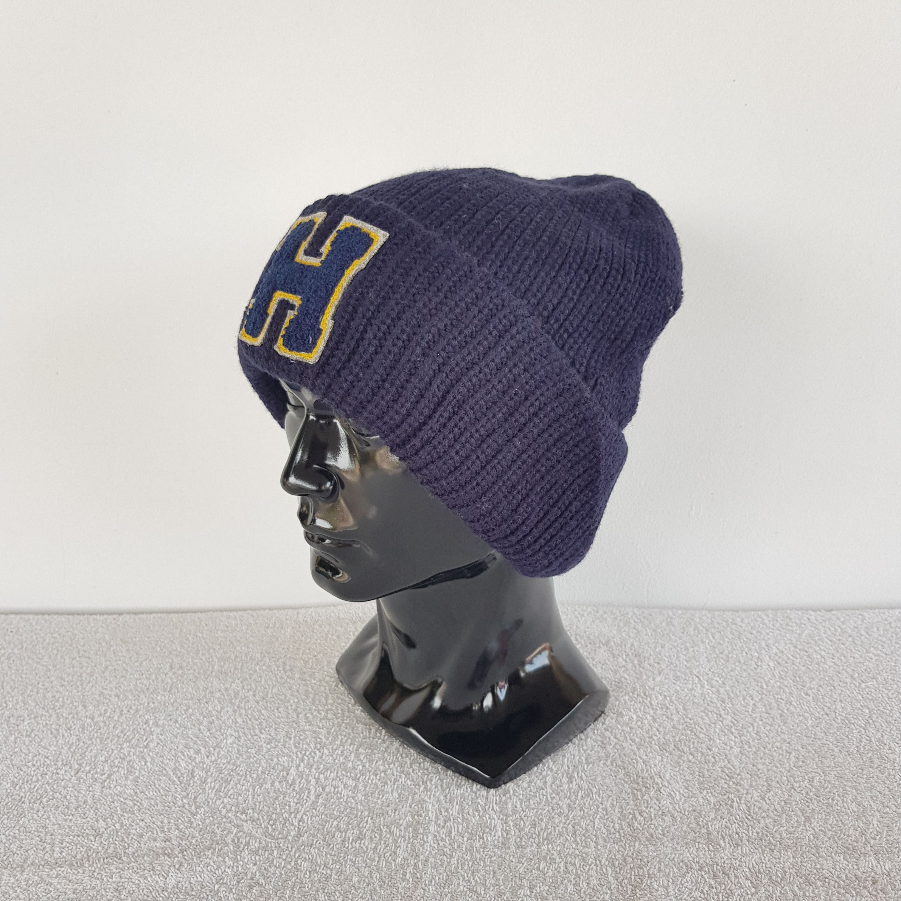Japanese Brand × Vintage Japanese Beanie Snow Cap Knitted Letterman H Hats Size ONE SIZE - 7 Thumbnail