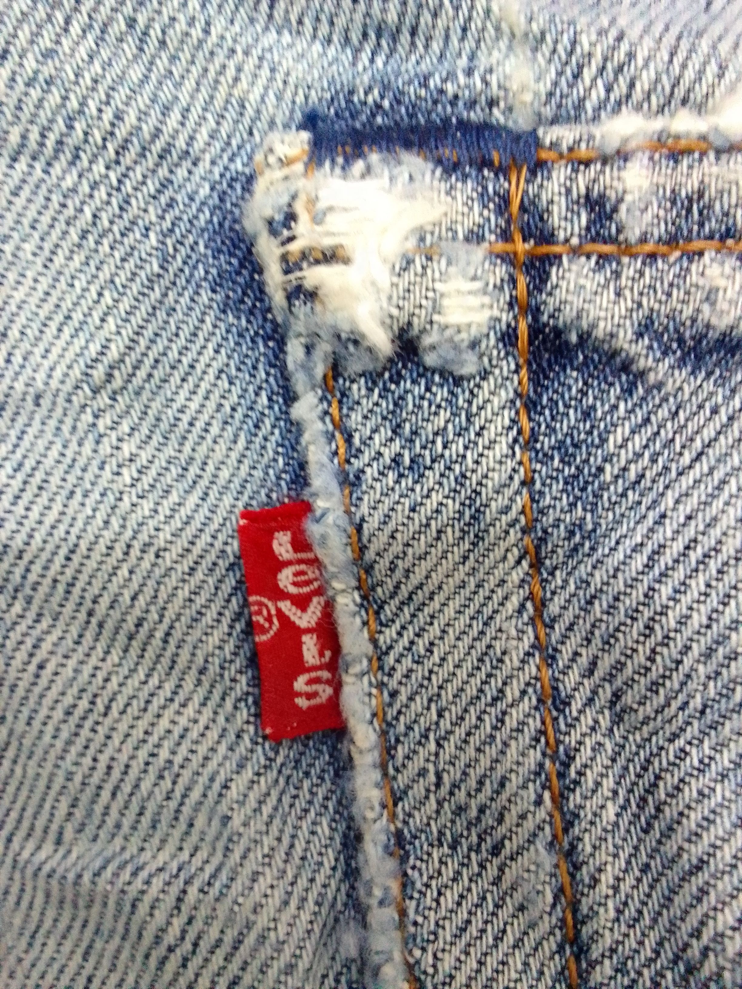 Levi's Ripped DISTRESSED LEVIS LOT 503 Button J09 SELVEDGE DENIM Size US 31 - 17 Thumbnail