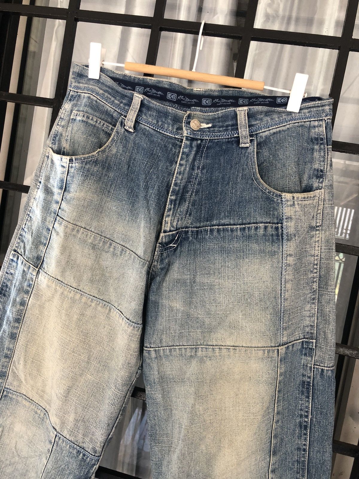 Japanese Brand KBJ Denim Patchwork Jeans Size US 31 - 2 Thumbnail