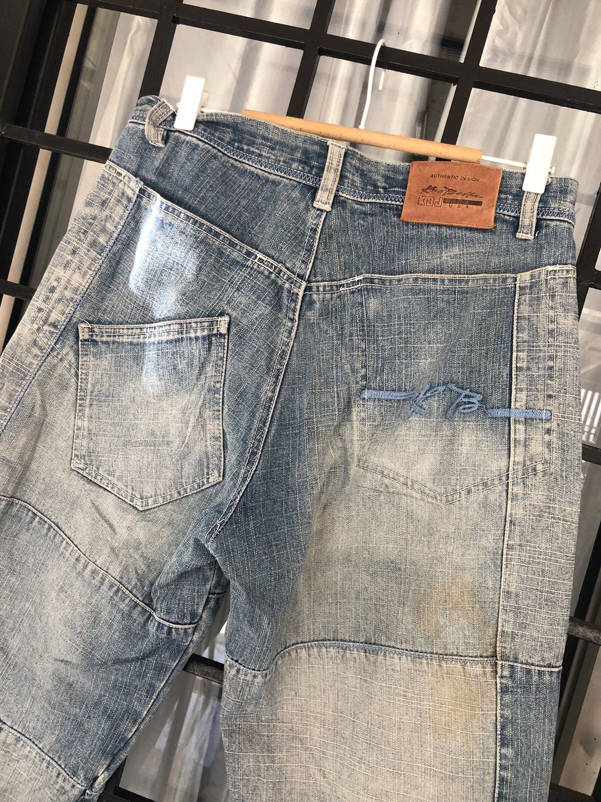 Japanese Brand KBJ Denim Patchwork Jeans Size US 31 - 4 Thumbnail