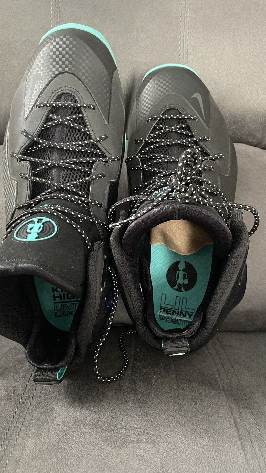 Nike Lil Penny Posite Black/Silver Hyper Jade 2014 Size US 14 / EU 47 - 5 Thumbnail