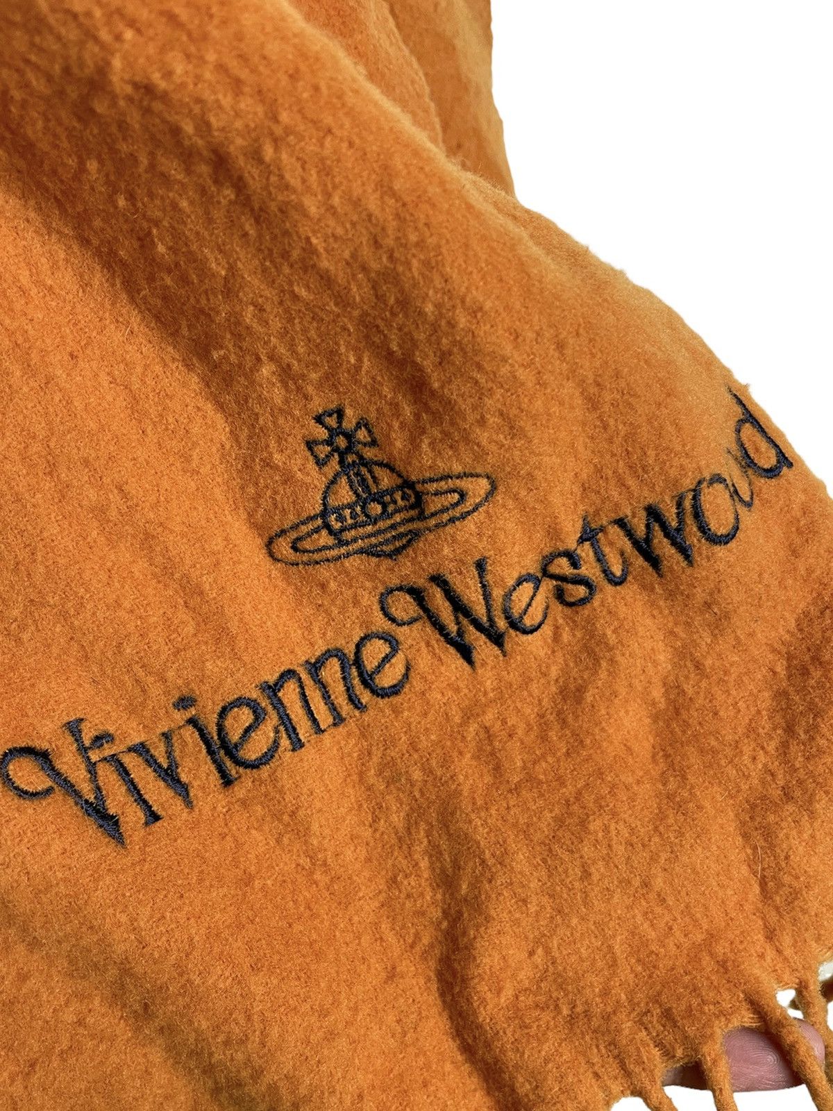 Vivienne Westwood Vivienne Westwood MAN Scarf Burnt Orange Orb Logo Wool Size ONE SIZE - 4 Thumbnail