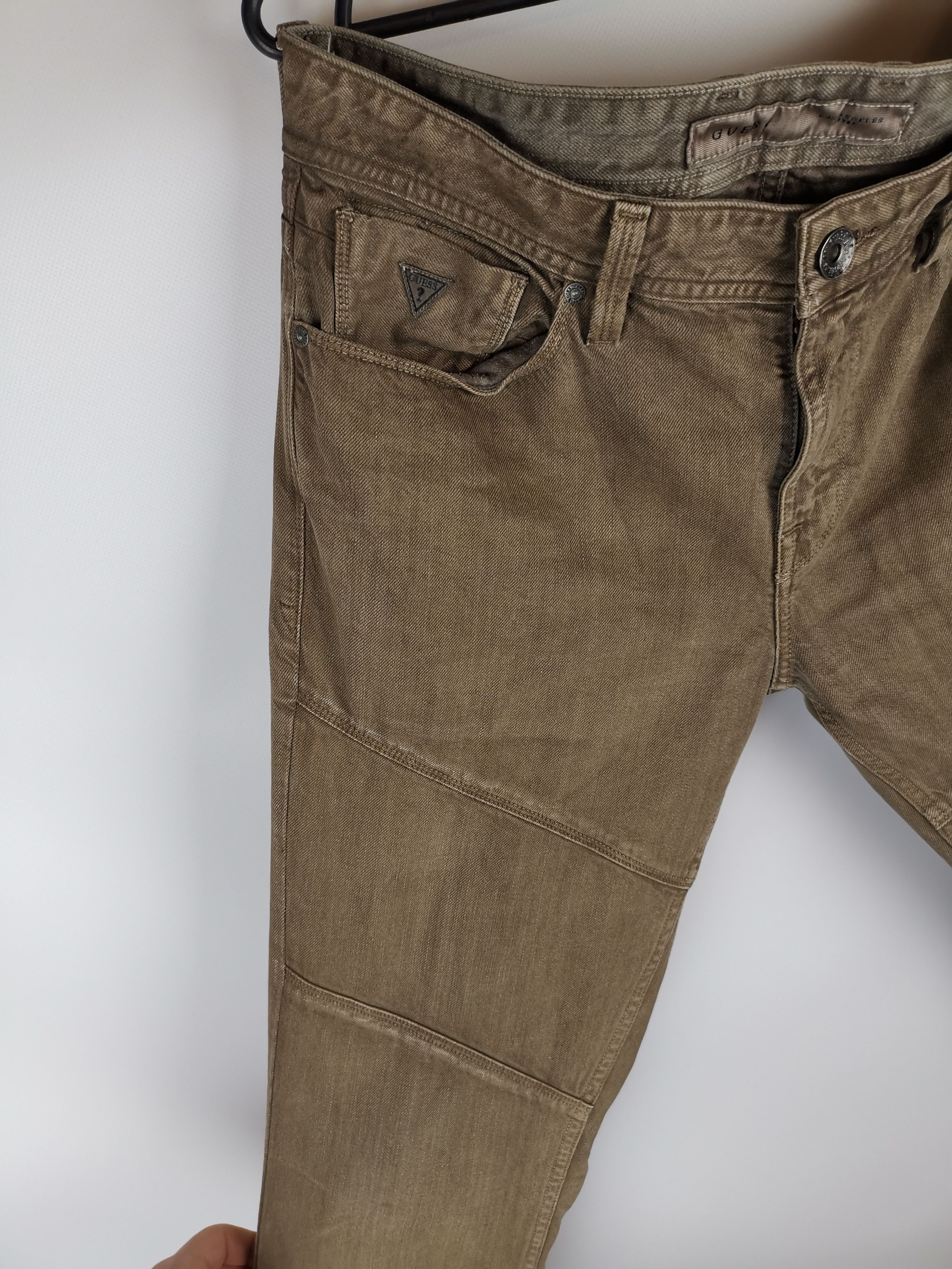 Guess Guess beige brown washed denim logo slim tapered Size US 33 - 8 Thumbnail