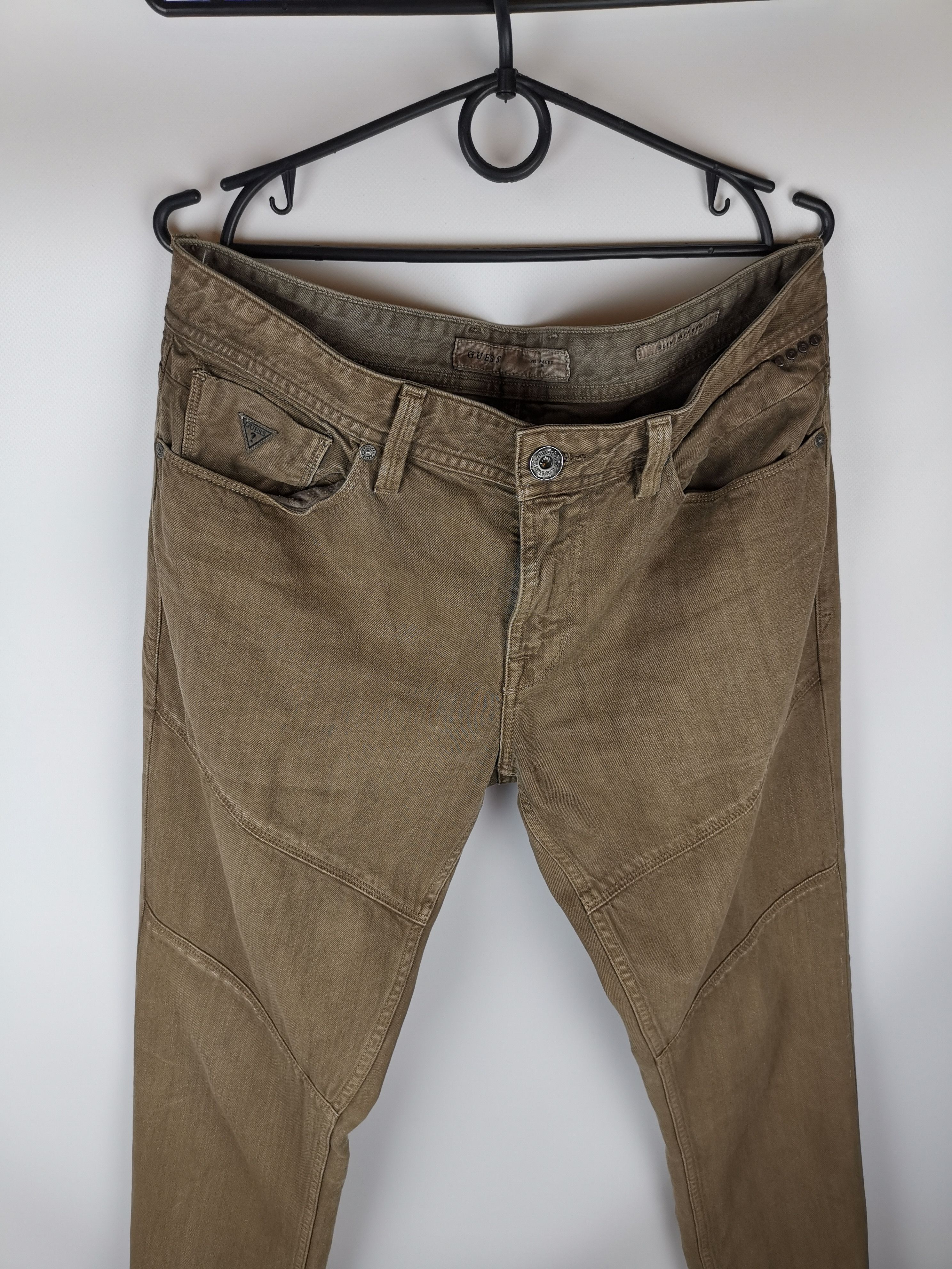 Guess Guess beige brown washed denim logo slim tapered Size US 33 - 5 Thumbnail