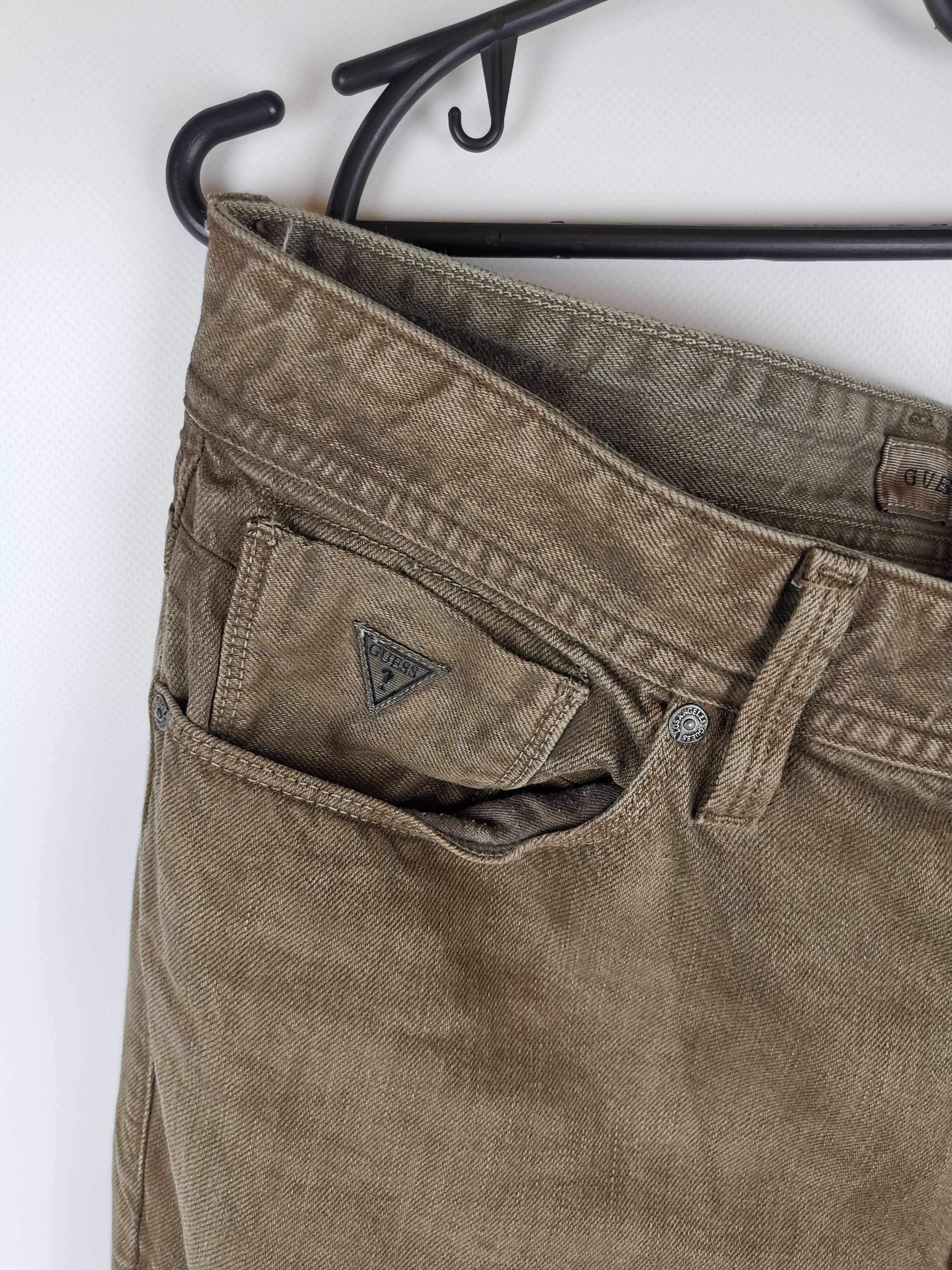 Guess Guess beige brown washed denim logo slim tapered Size US 33 - 4 Thumbnail