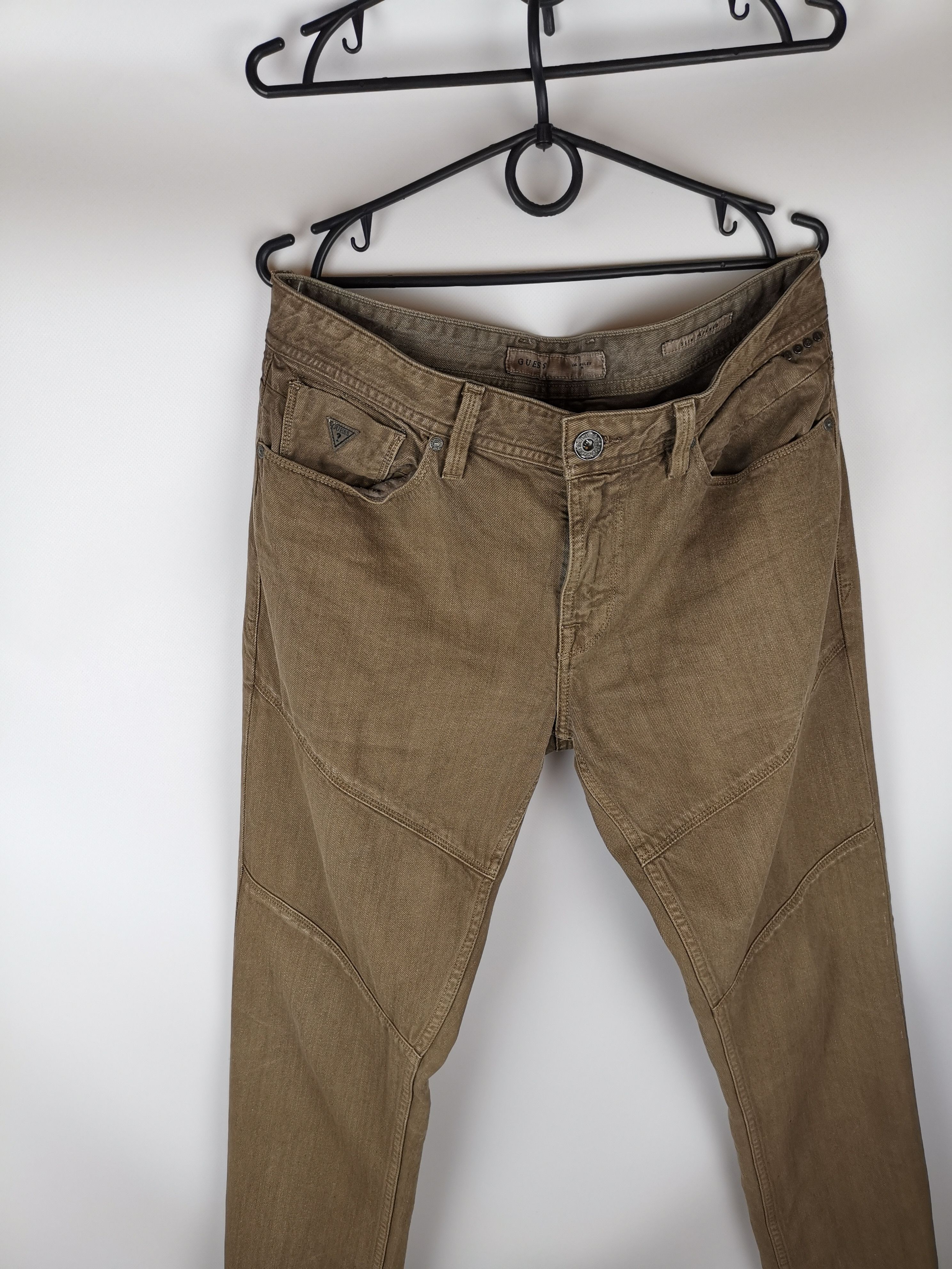 Guess Guess beige brown washed denim logo slim tapered Size US 33 - 6 Thumbnail
