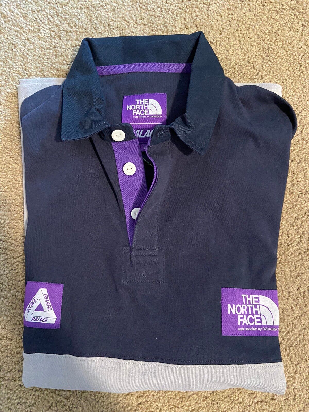 Palace Palace TNF purple label high bulky rugby shirt | Grailed
