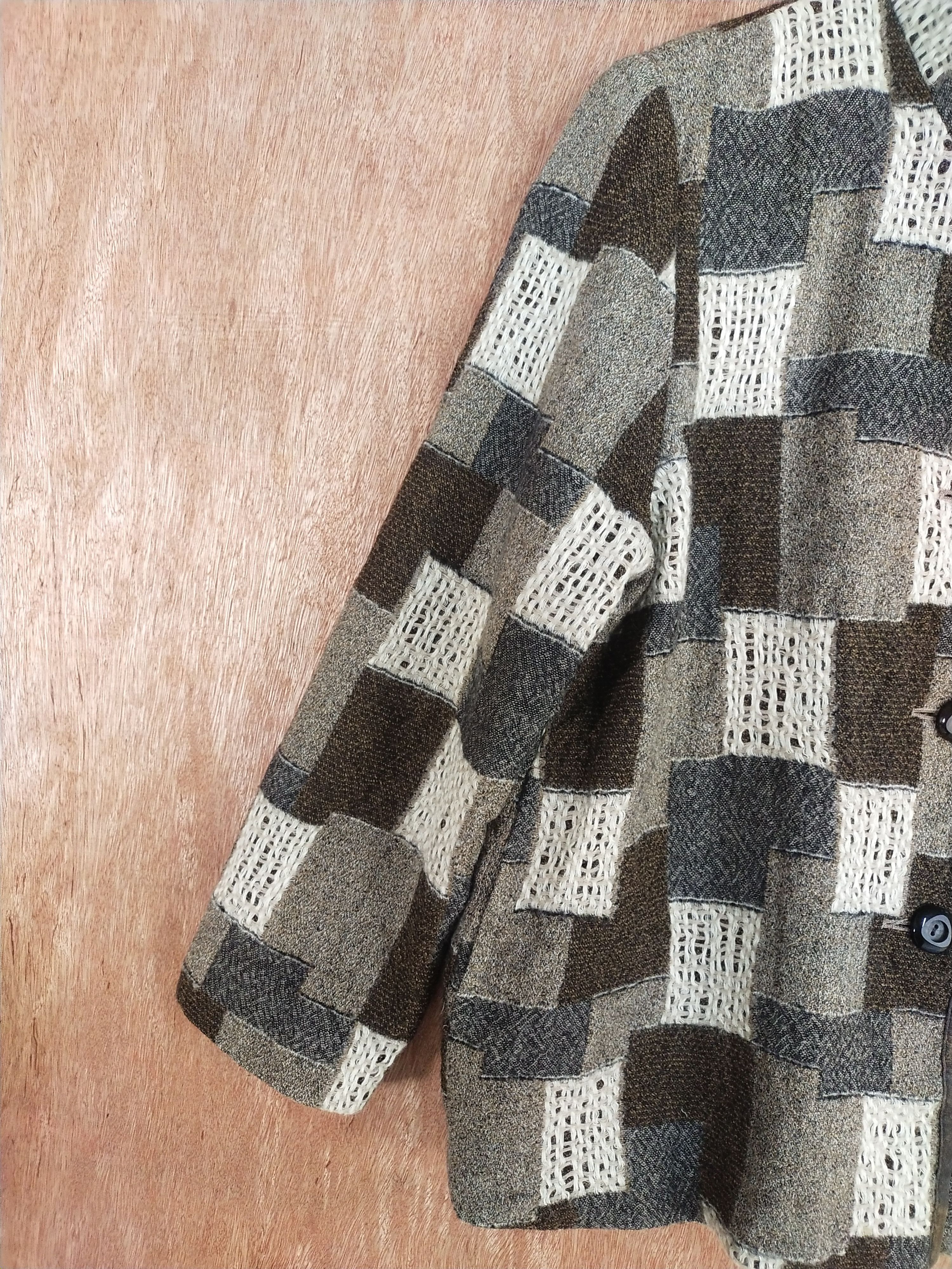 Homespun Knitwear Frohlich brown checkered cardigan knitwear #H284 Size US M / EU 48-50 / 2 - 4 Thumbnail