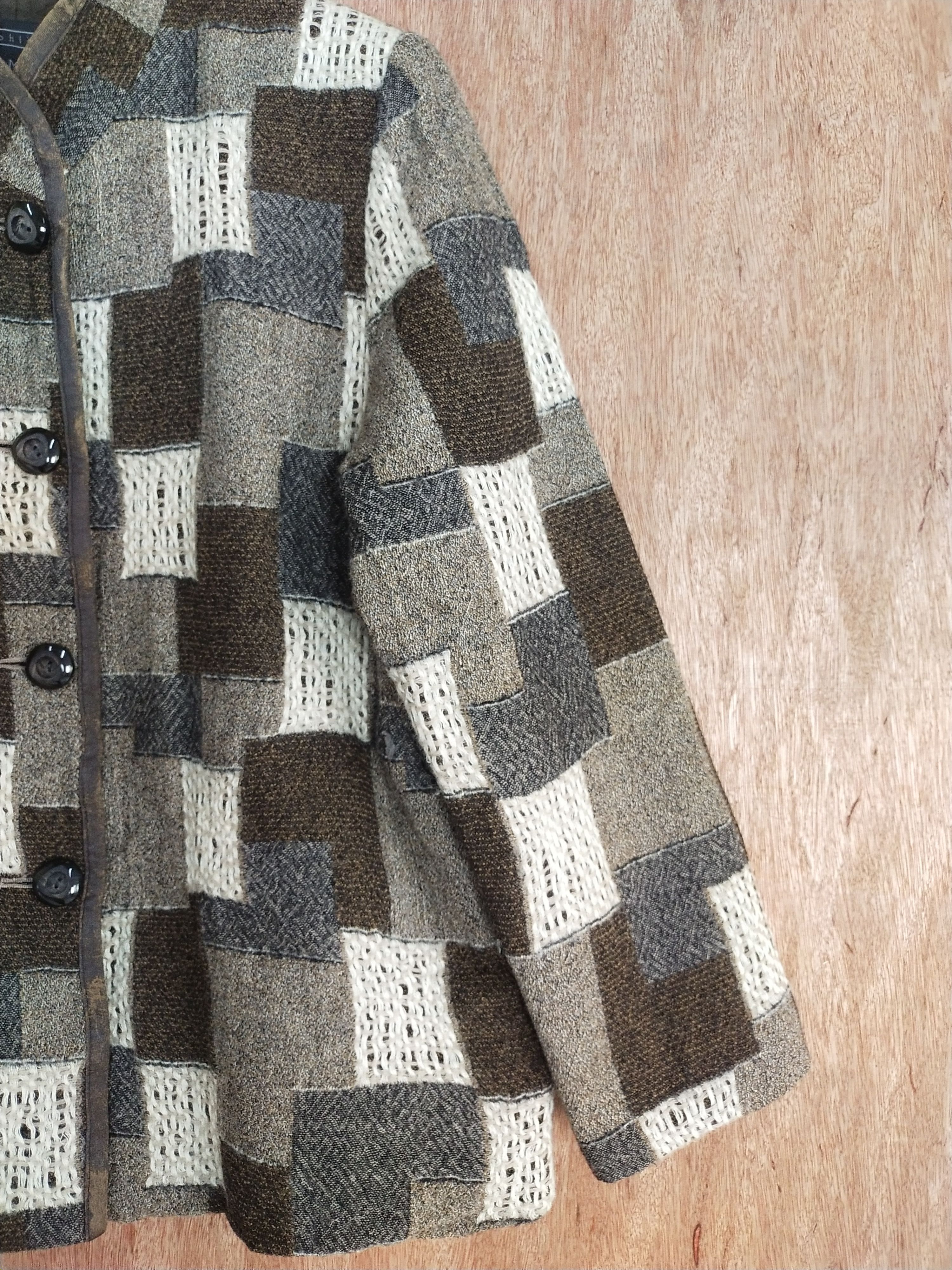 Homespun Knitwear Frohlich brown checkered cardigan knitwear #H284 Size US M / EU 48-50 / 2 - 3 Thumbnail