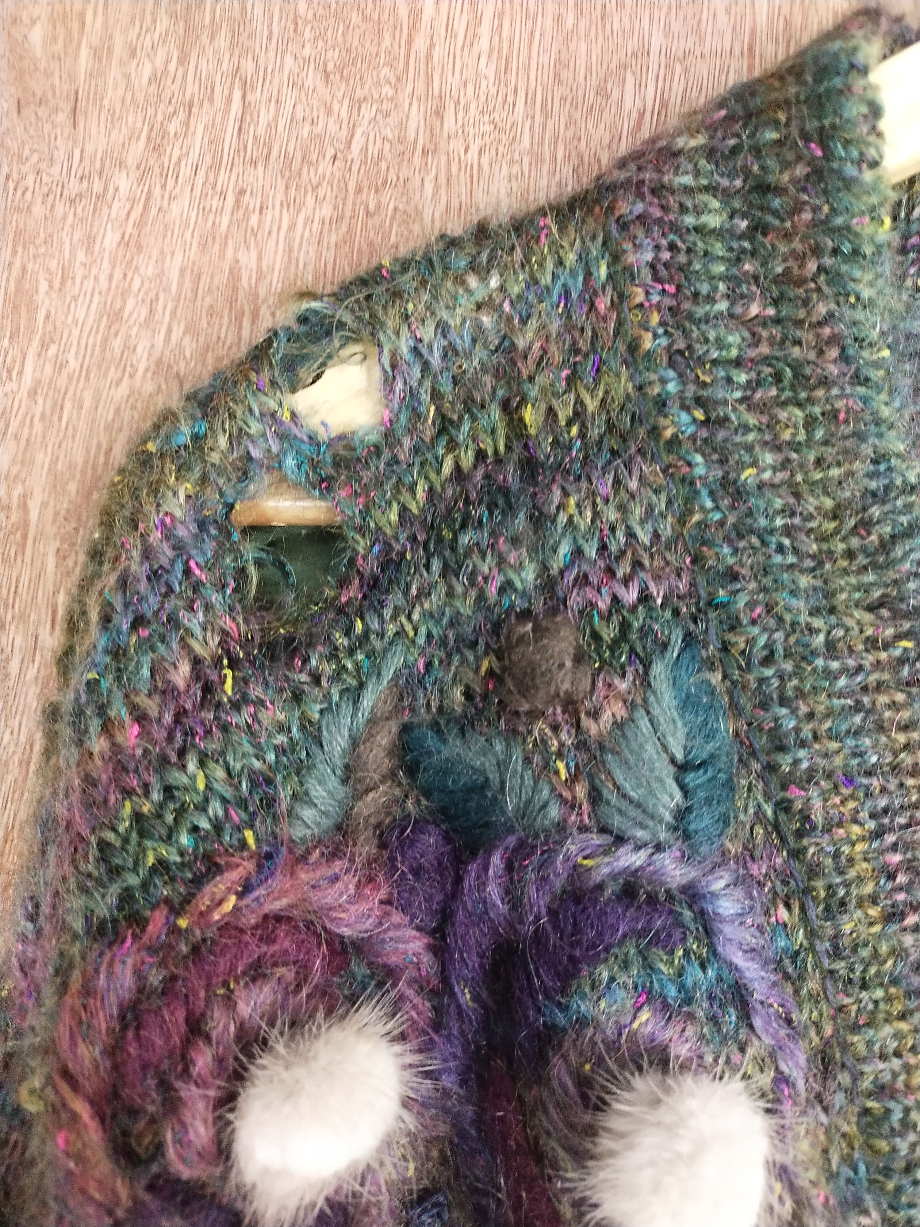 Homespun Knitwear Filare dark green/colourful art cardigan knitwear #H281 Size US M / EU 48-50 / 2 - 4 Thumbnail
