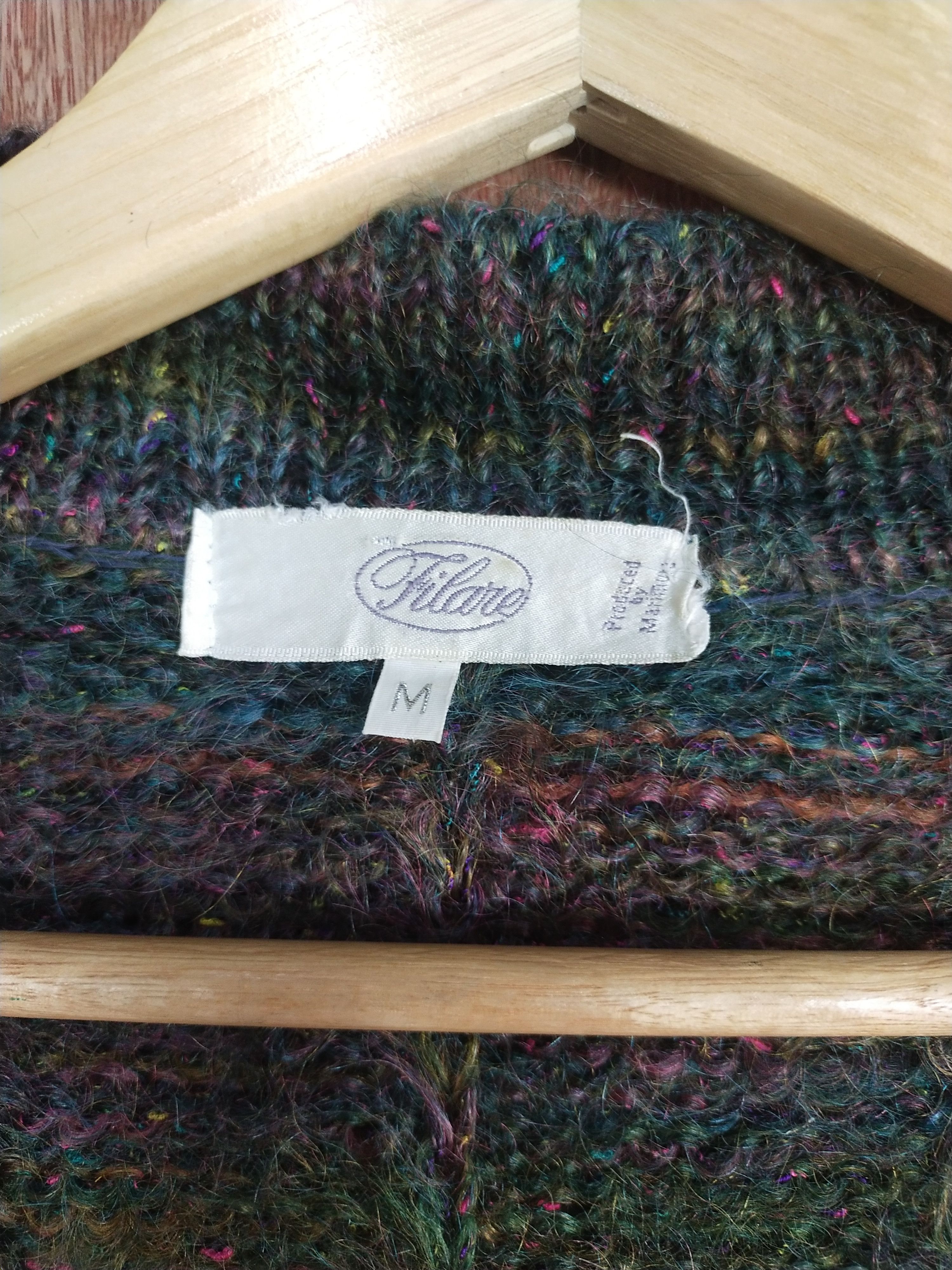 Homespun Knitwear Filare dark green/colourful art cardigan knitwear #H281 Size US M / EU 48-50 / 2 - 7 Thumbnail