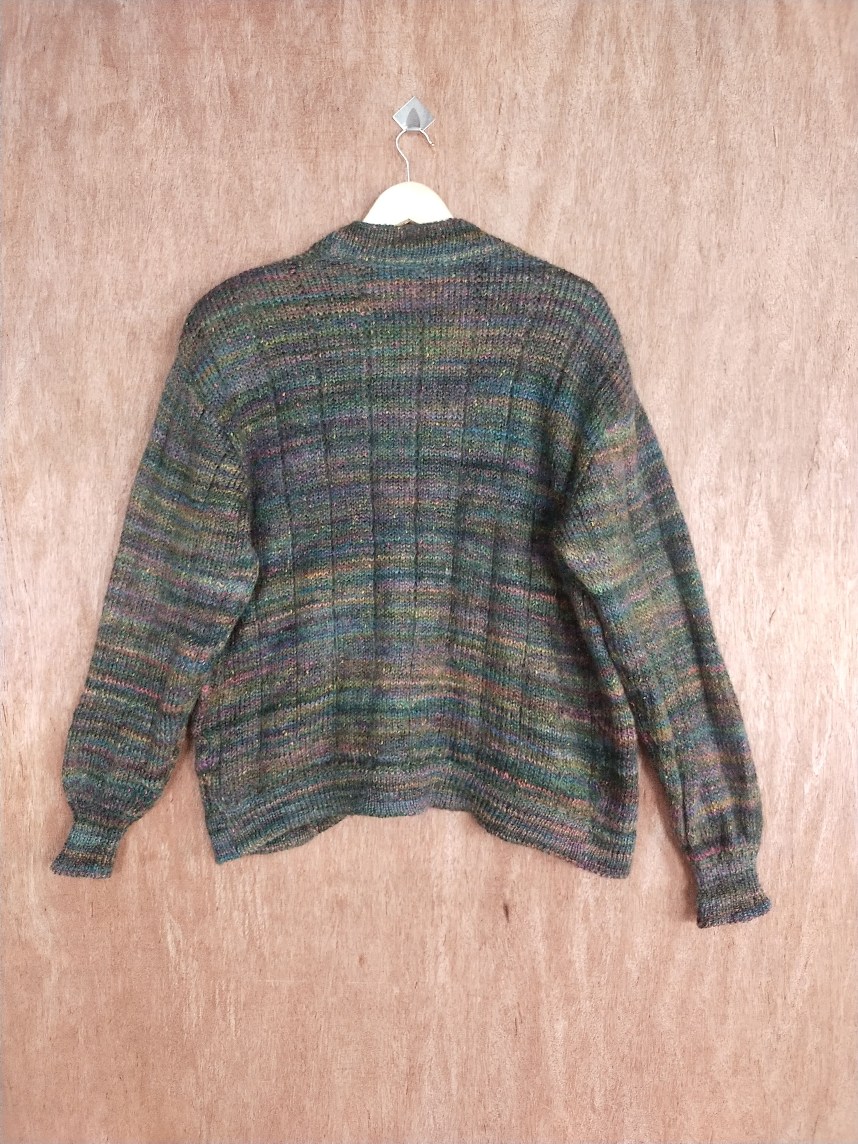 Homespun Knitwear Filare dark green/colourful art cardigan knitwear #H281 Size US M / EU 48-50 / 2 - 9 Thumbnail