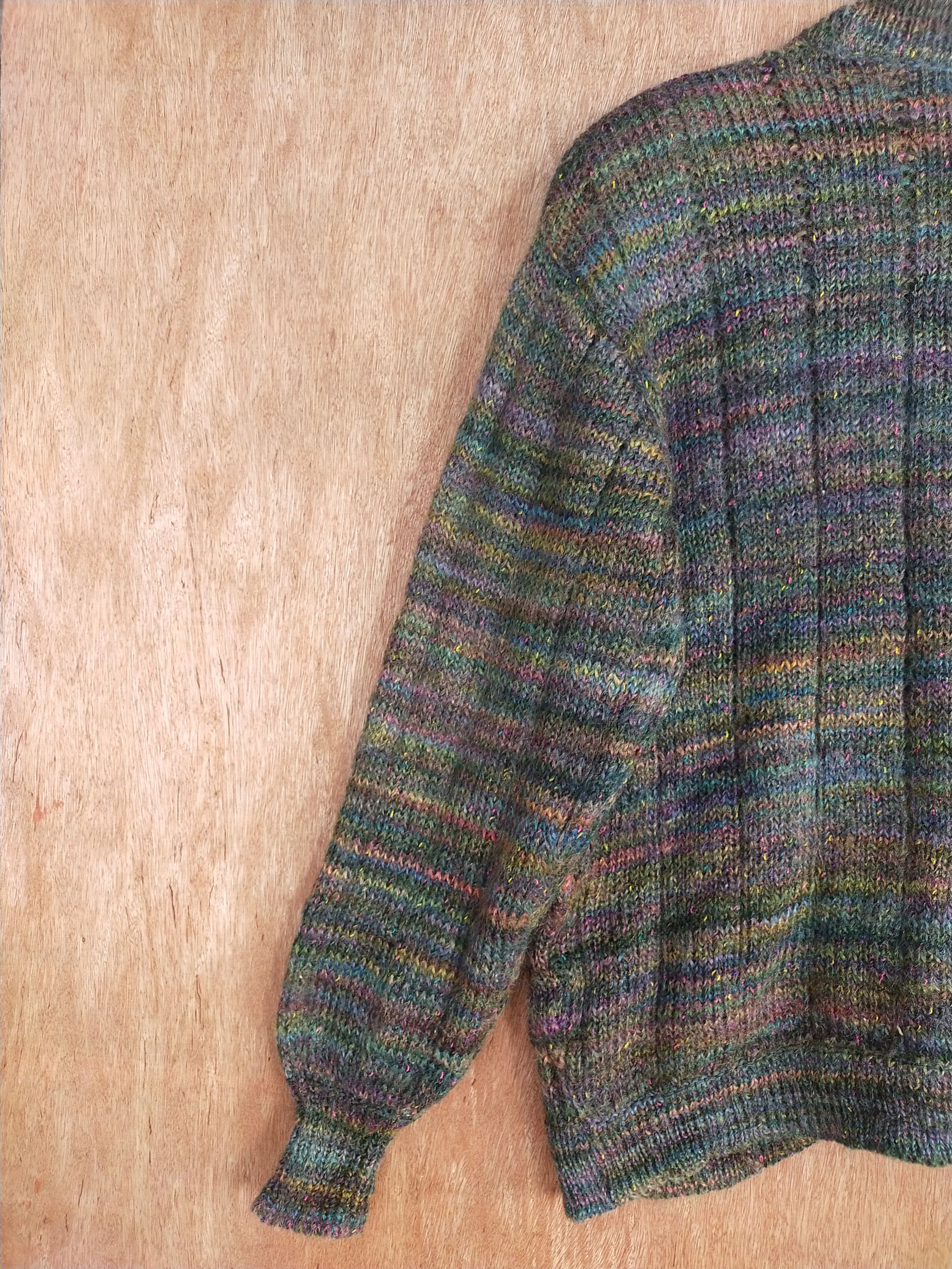 Homespun Knitwear Filare dark green/colourful art cardigan knitwear #H281 Size US M / EU 48-50 / 2 - 11 Thumbnail