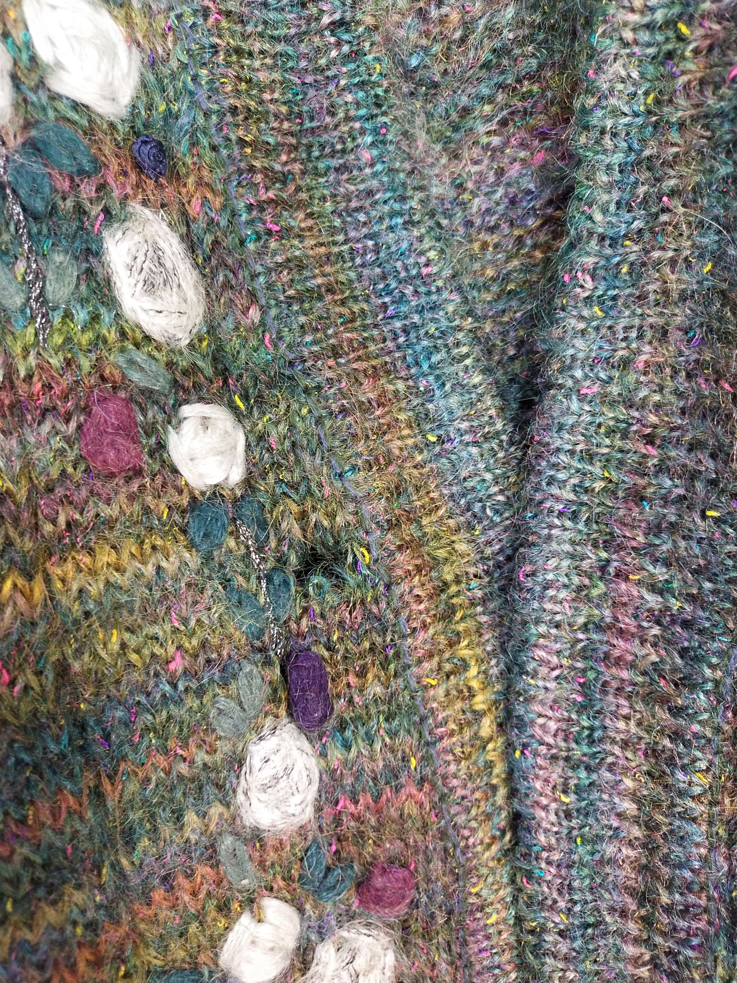 Homespun Knitwear Filare dark green/colourful art cardigan knitwear #H281 Size US M / EU 48-50 / 2 - 5 Thumbnail