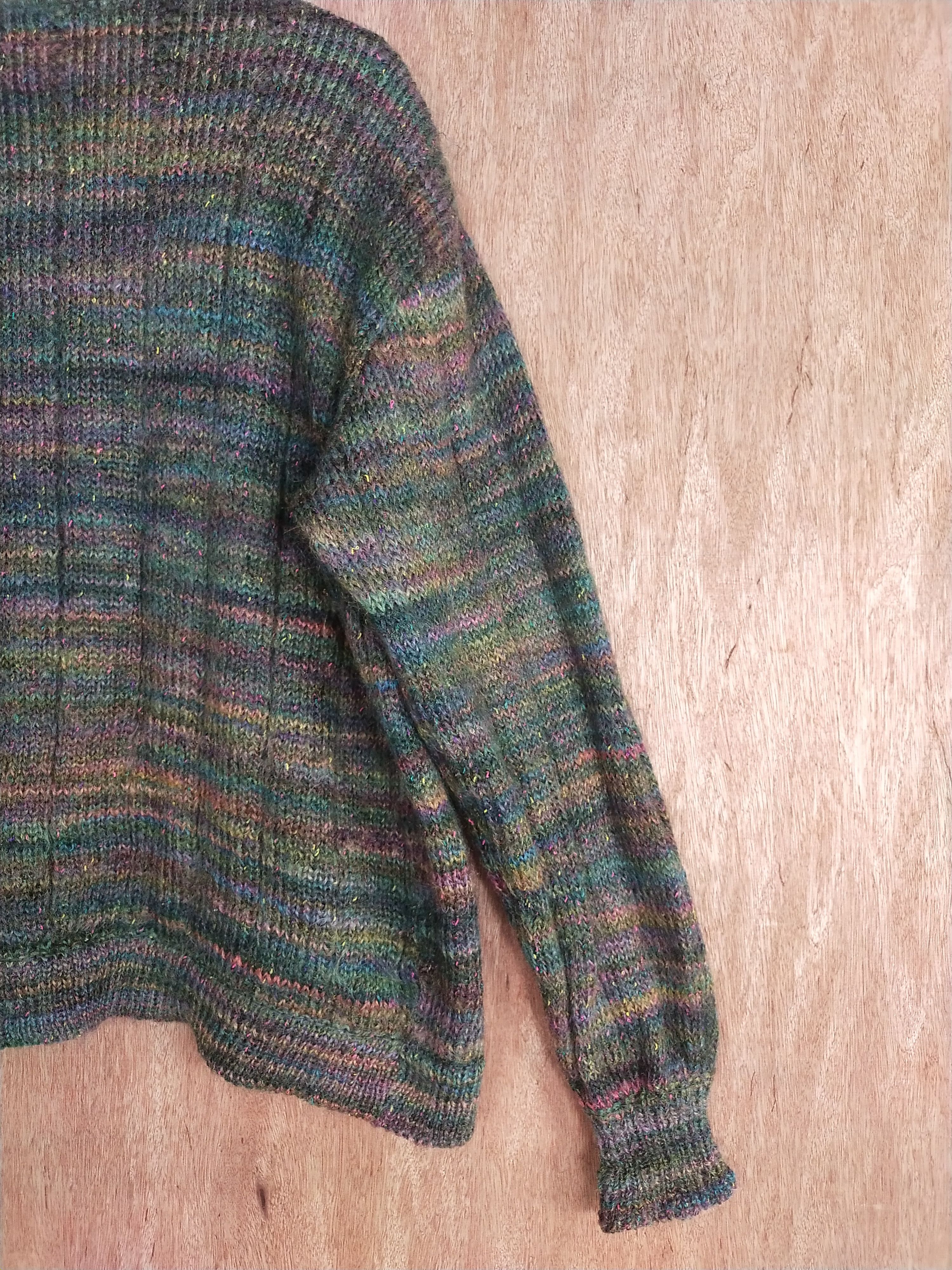 Homespun Knitwear Filare dark green/colourful art cardigan knitwear #H281 Size US M / EU 48-50 / 2 - 10 Thumbnail