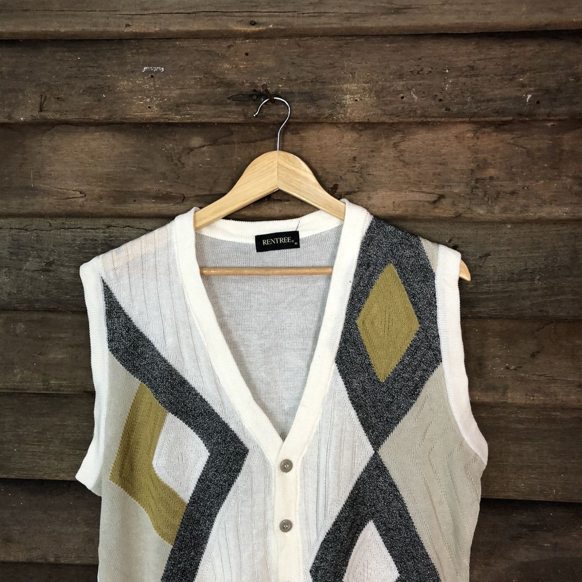 Aran Isles Knitwear Rentree White art cardigan Vest knitwear #H254 Size US M / EU 48-50 / 2 - 2 Thumbnail