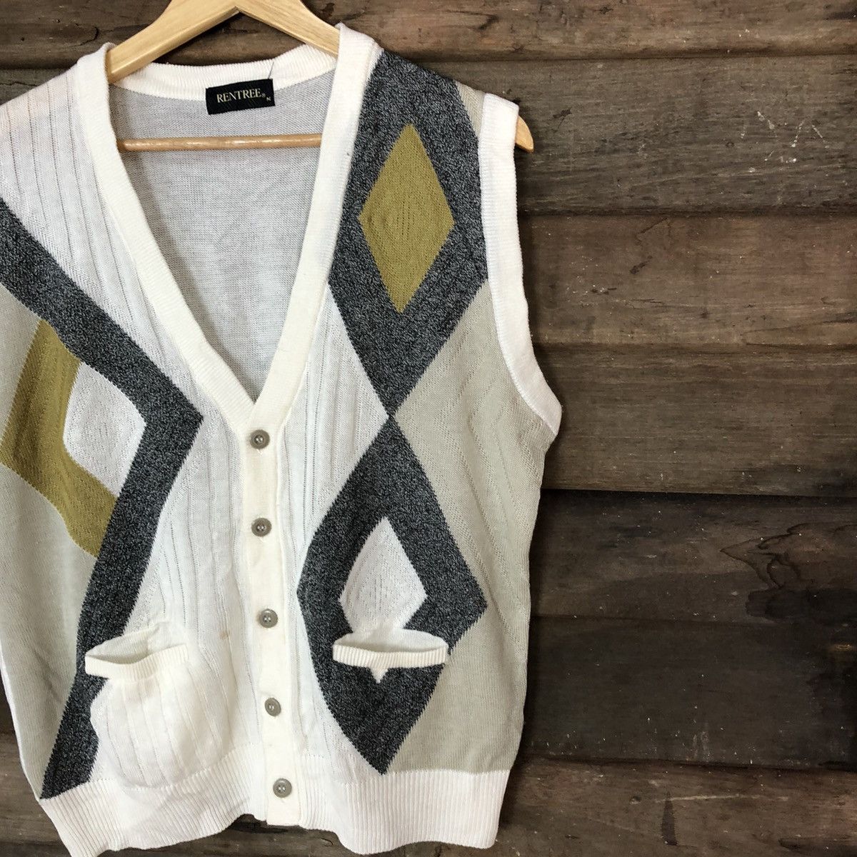 Aran Isles Knitwear Rentree White art cardigan Vest knitwear #H254 Size US M / EU 48-50 / 2 - 5 Thumbnail