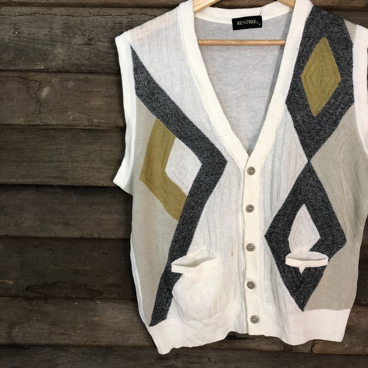 Aran Isles Knitwear Rentree White art cardigan Vest knitwear #H254 Size US M / EU 48-50 / 2 - 4 Thumbnail