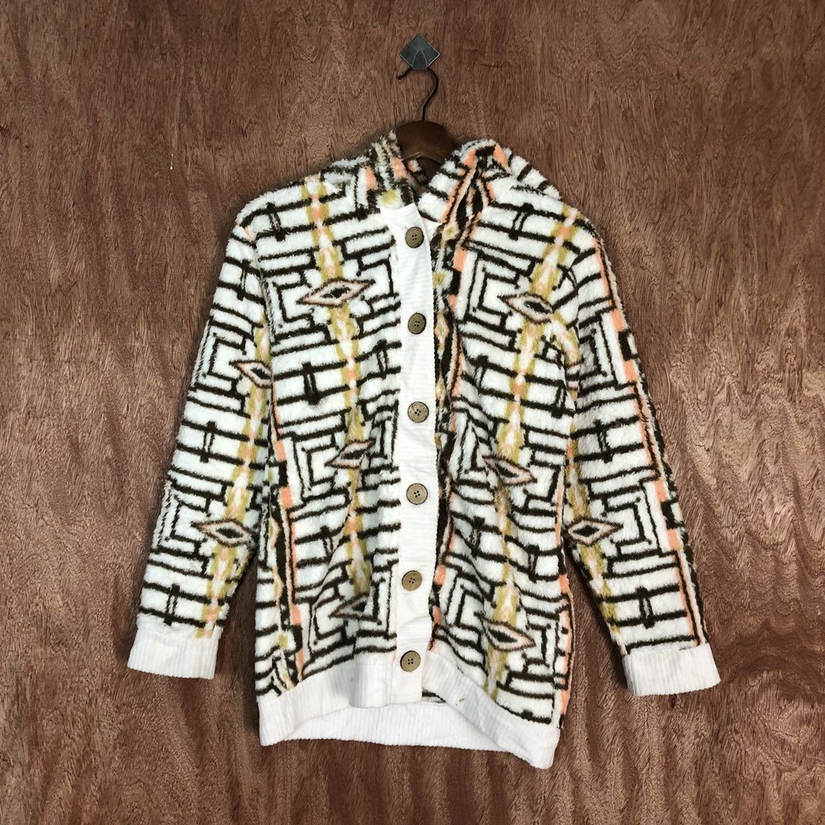 Japanese Brand Livre Kina Multicolor fleece hoodie sweater #H142 Size M / US 6-8 / IT 42-44 - 3 Thumbnail