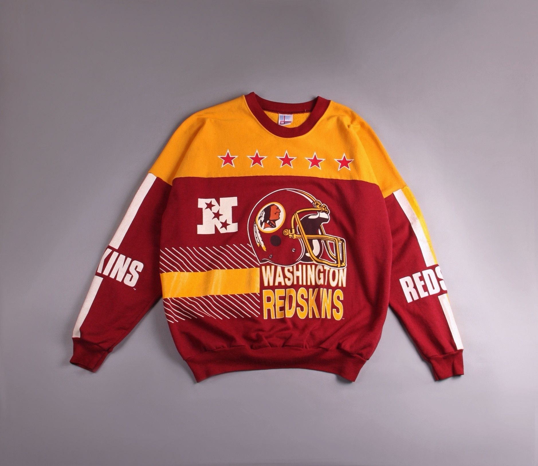 image of Made In USA x Soccer Jersey Vintage 90's Washington Redskins Sweatshirt National XL in Red/Yellow