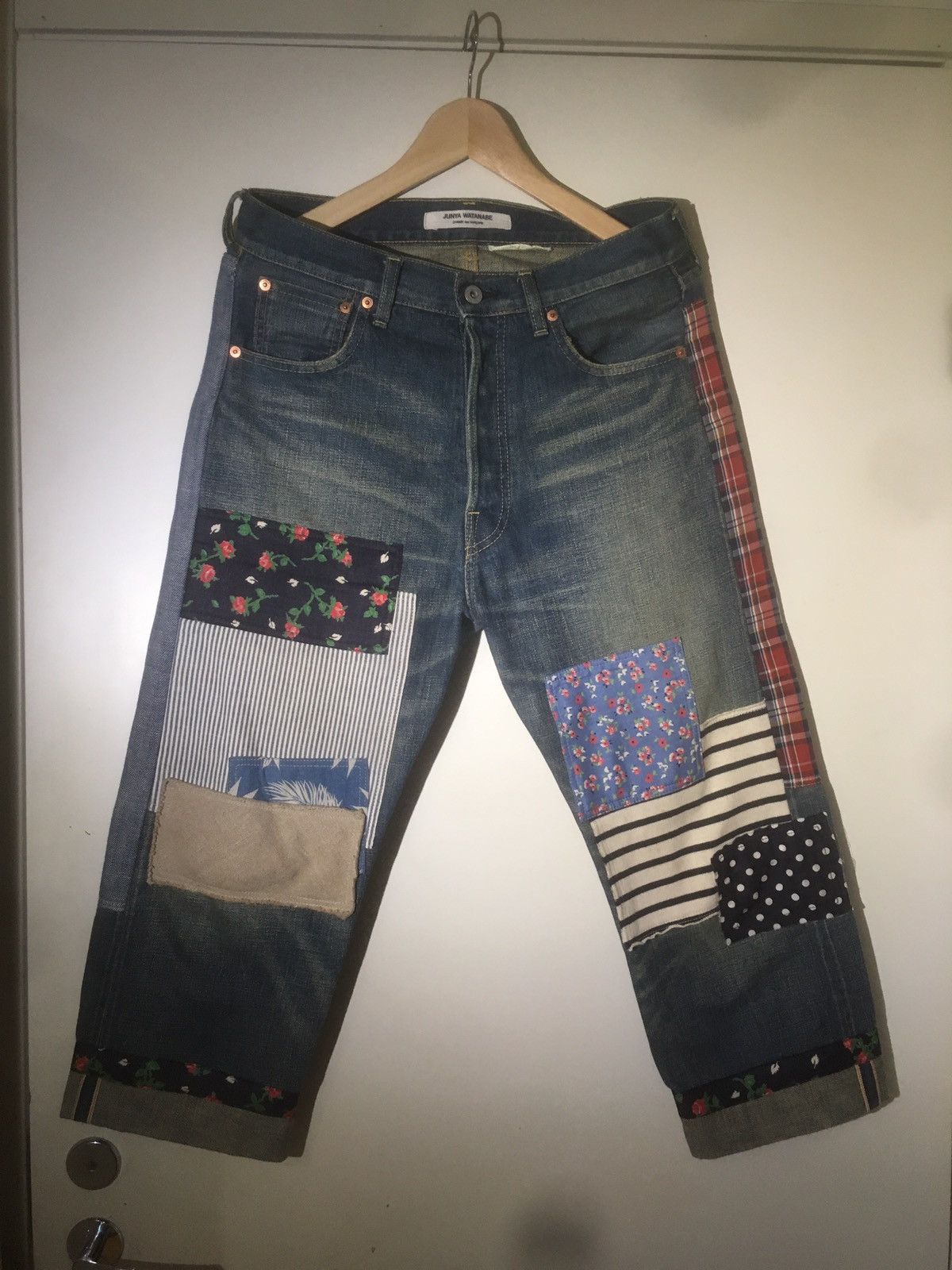 Comme des Garcons × Junya Watanabe Junya Watanabe patchwork denim pants ...