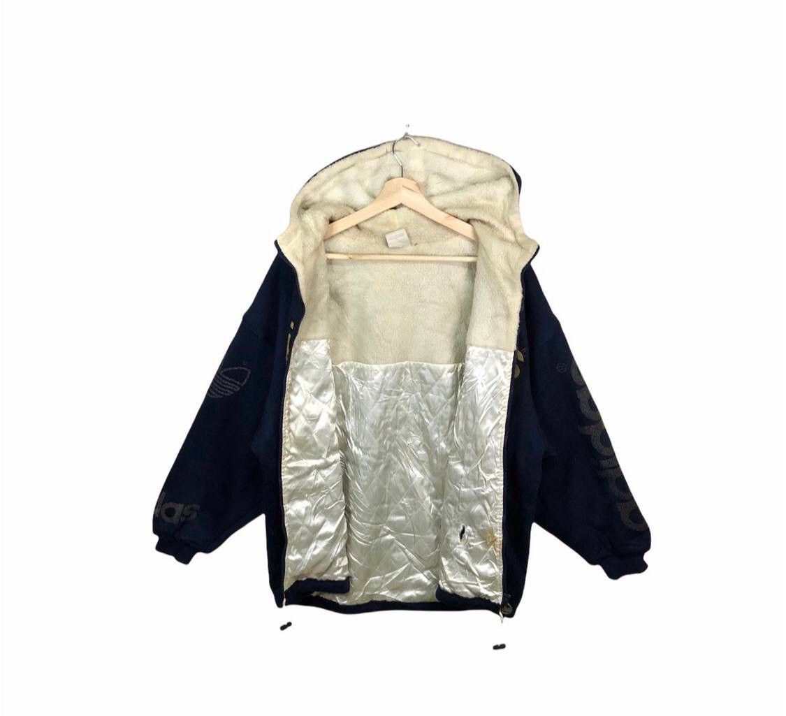 Adidas × Vintage Vintage 90s Adidas OVP Faux Fur Inside Fullzip Hoodie Size US L / EU 52-54 / 3 - 6 Thumbnail