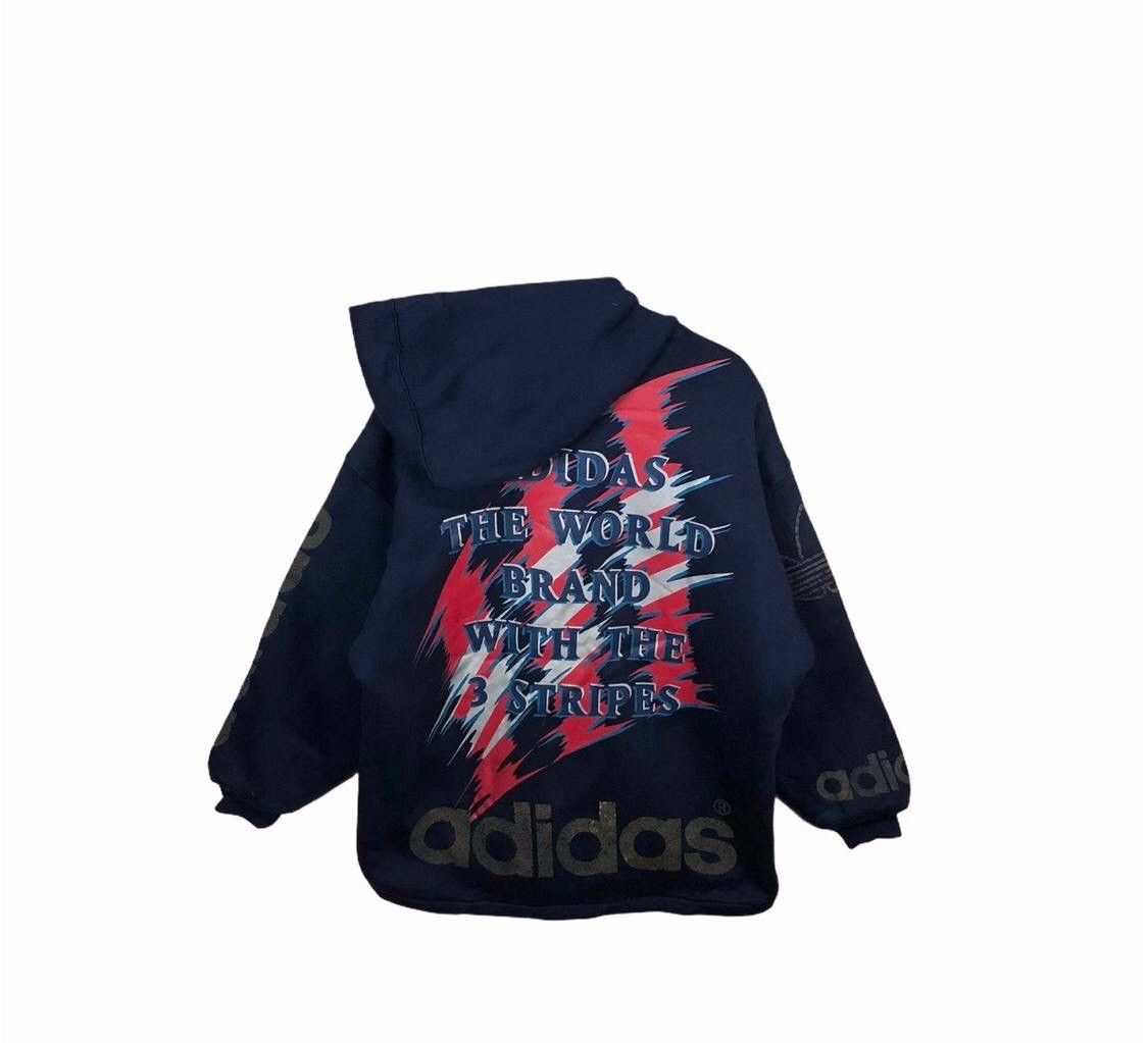 Adidas × Vintage Vintage 90s Adidas OVP Faux Fur Inside Fullzip Hoodie Size US L / EU 52-54 / 3 - 3 Thumbnail