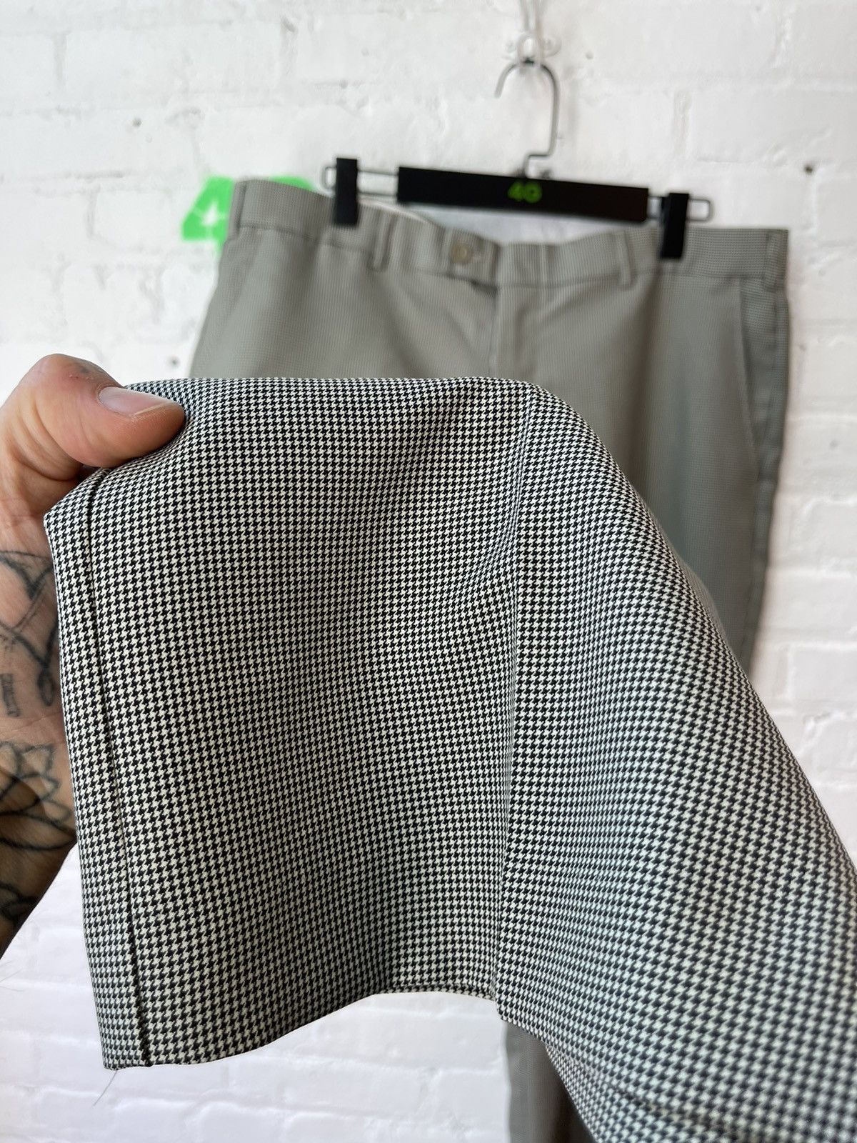 Vintage Houndstooth Mini Checkered Skater Chino Pants 34 36