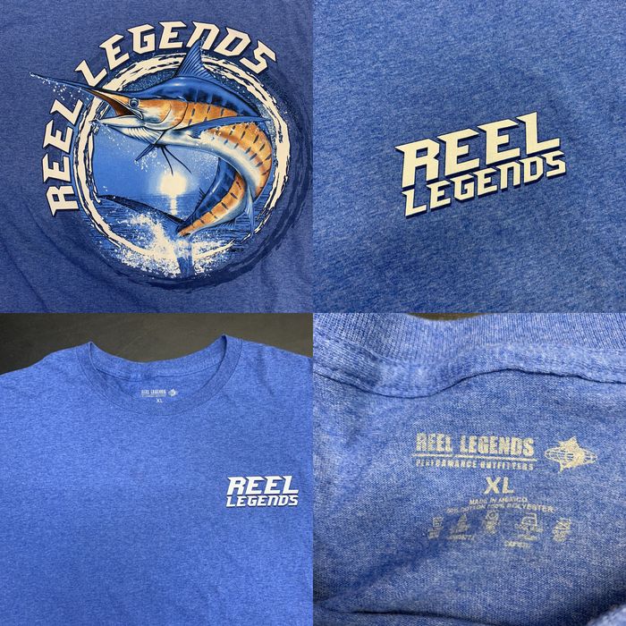 Reel Legends Mens Reel Legends Shirt XL Blue Fishing Outdoors Marlin  Sailfish Graphic Logo